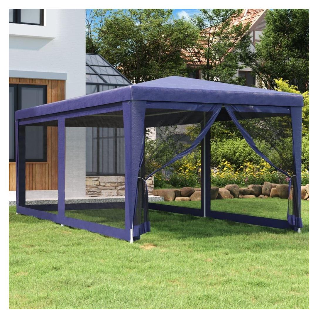 Carpa de Fiesta ANYCHOLE 2.99m x 6.00m HDPE Azul con 6 Paredes