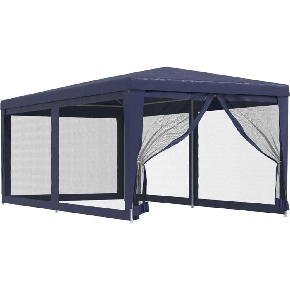 Carpa de Fiesta ANYCHOLE 2.99m x 6.00m HDPE Azul con 6 Paredes