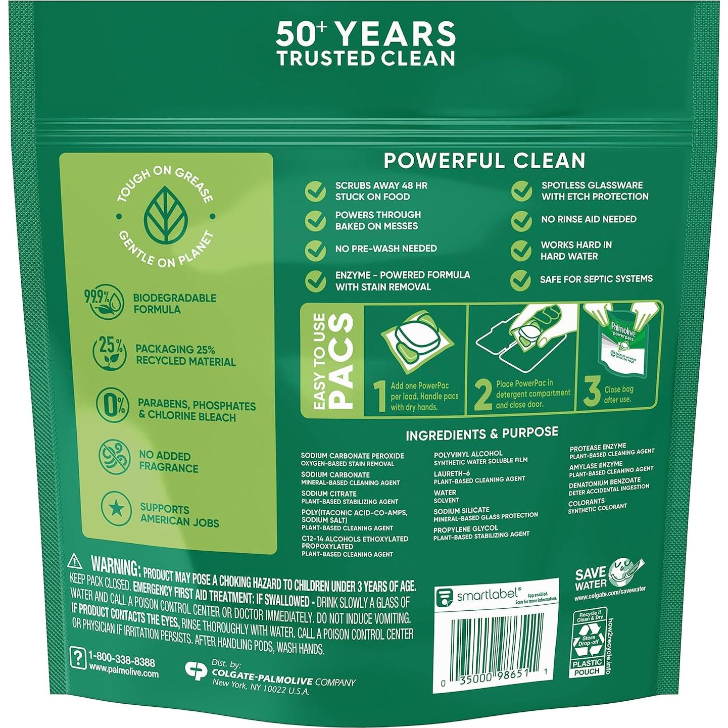 Cápsulas Detergente Lavavajillas Palmolive PowerPacs 36 Unidades