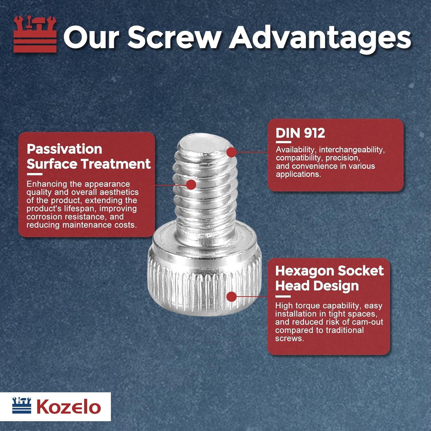 40 Tornillos Hexagonales M4-0.7 x 5mm Acero Inoxidable Kozelo