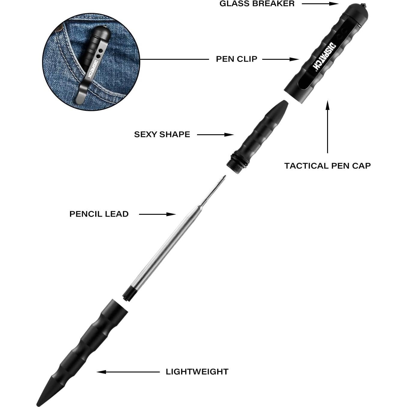 Bolígrafo Táctico Militar Dispatch EDC con Rompevidrios y Luz LED