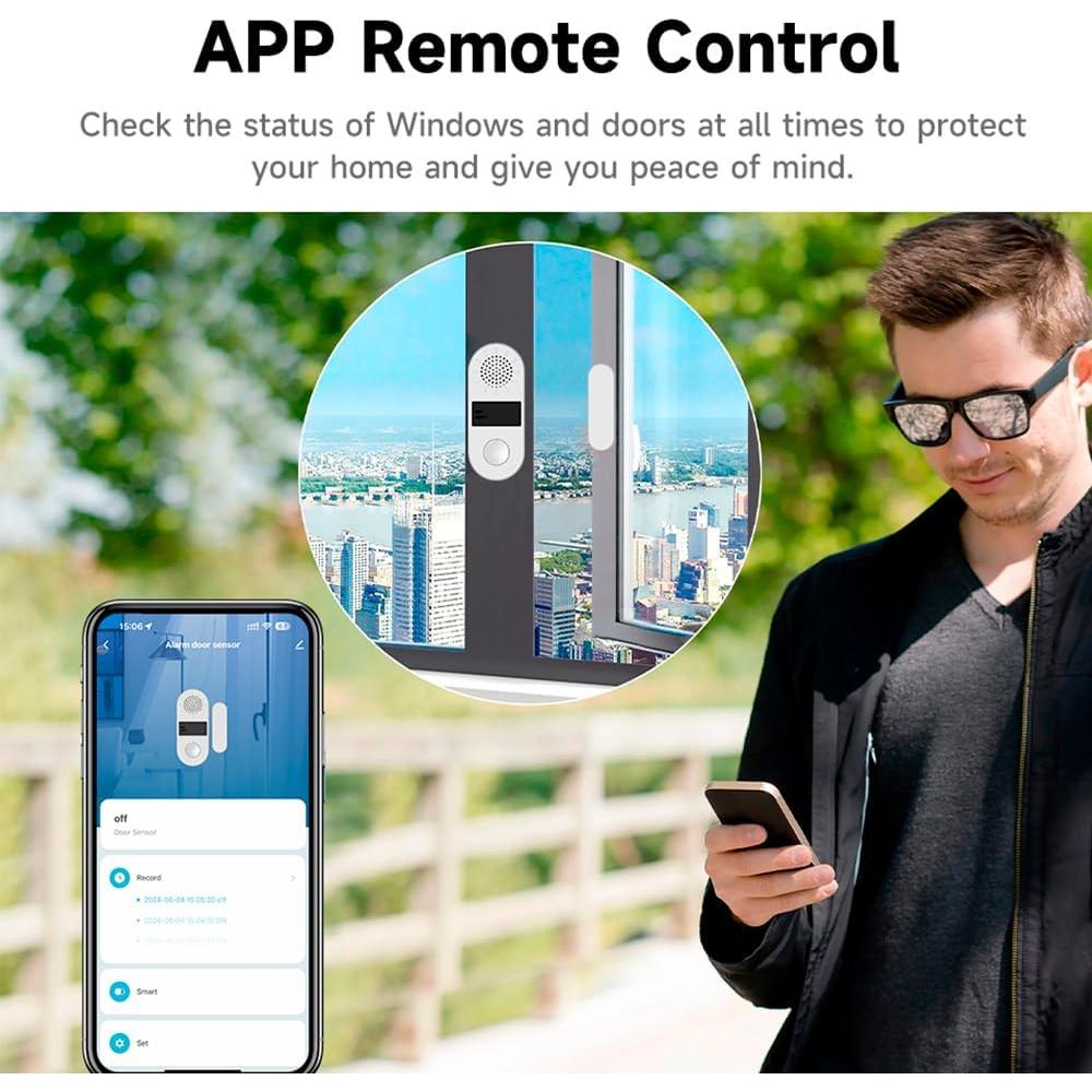 Sensor de Alarma de Puerta Tuya 130dB Wifi Control App