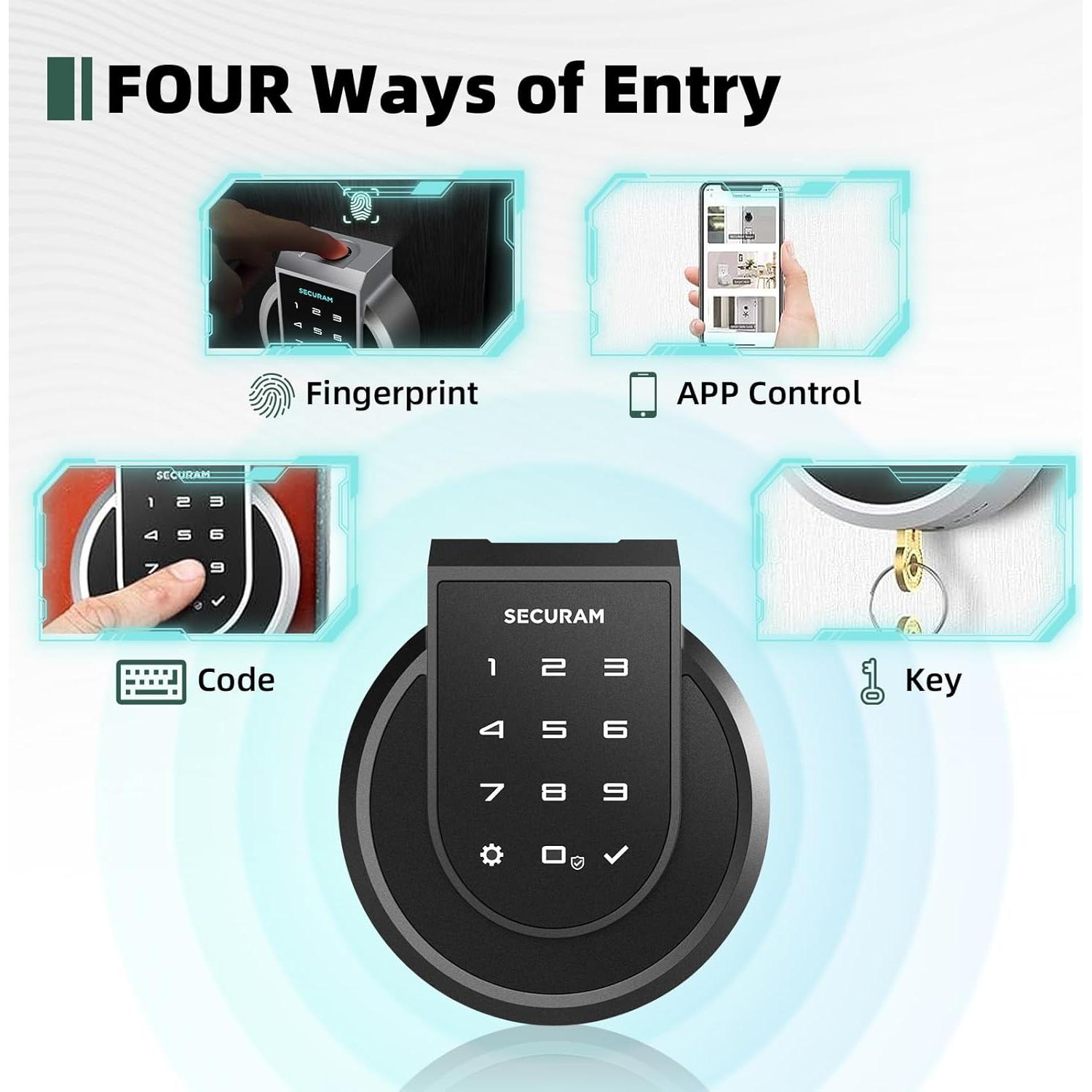 Cerradura Inteligente SECURAM Touch Biométrica Bluetooth Negra