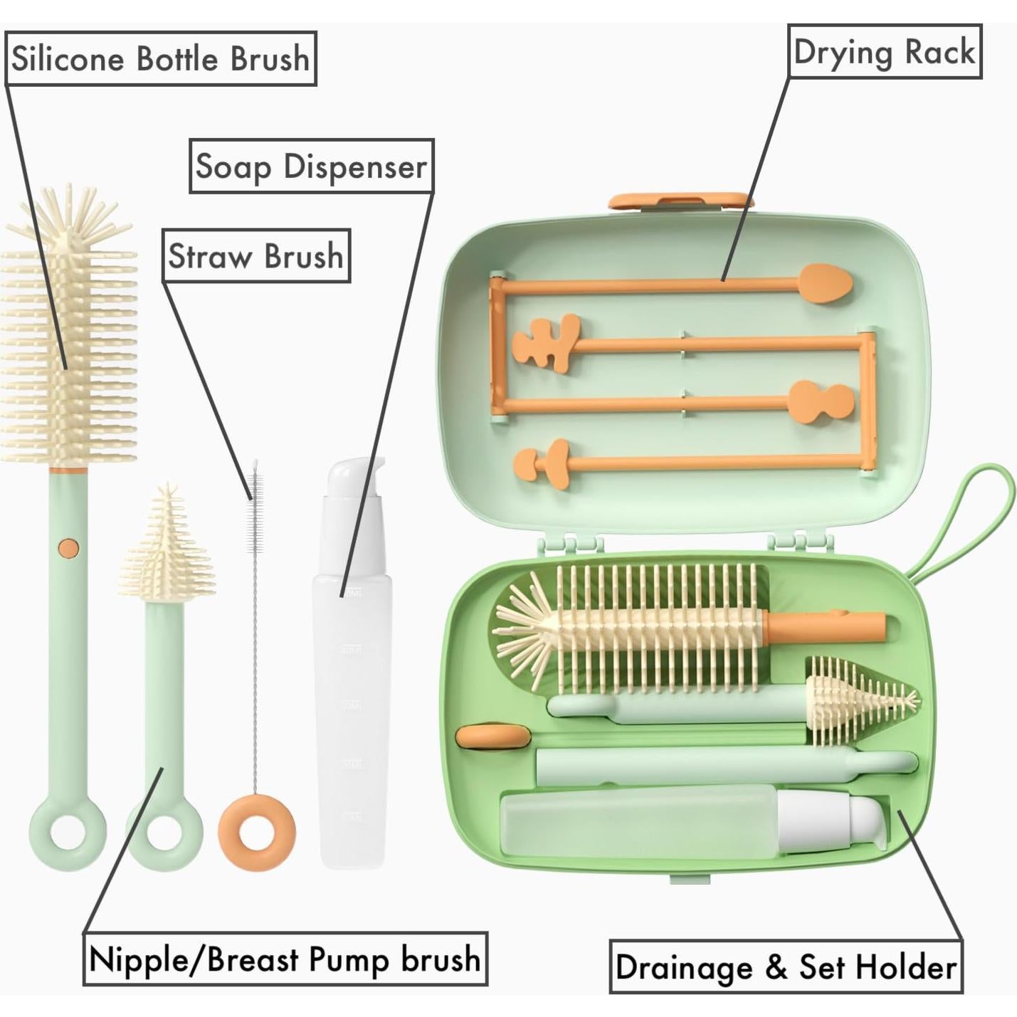 Kit de Limpieza 7 en 1 Northway para Botellas de Bebé Verde