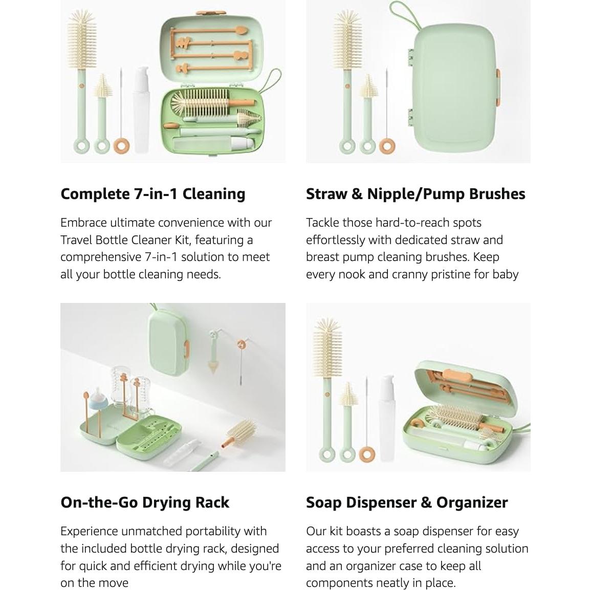 Kit de Limpieza 7 en 1 Northway para Botellas de Bebé Verde