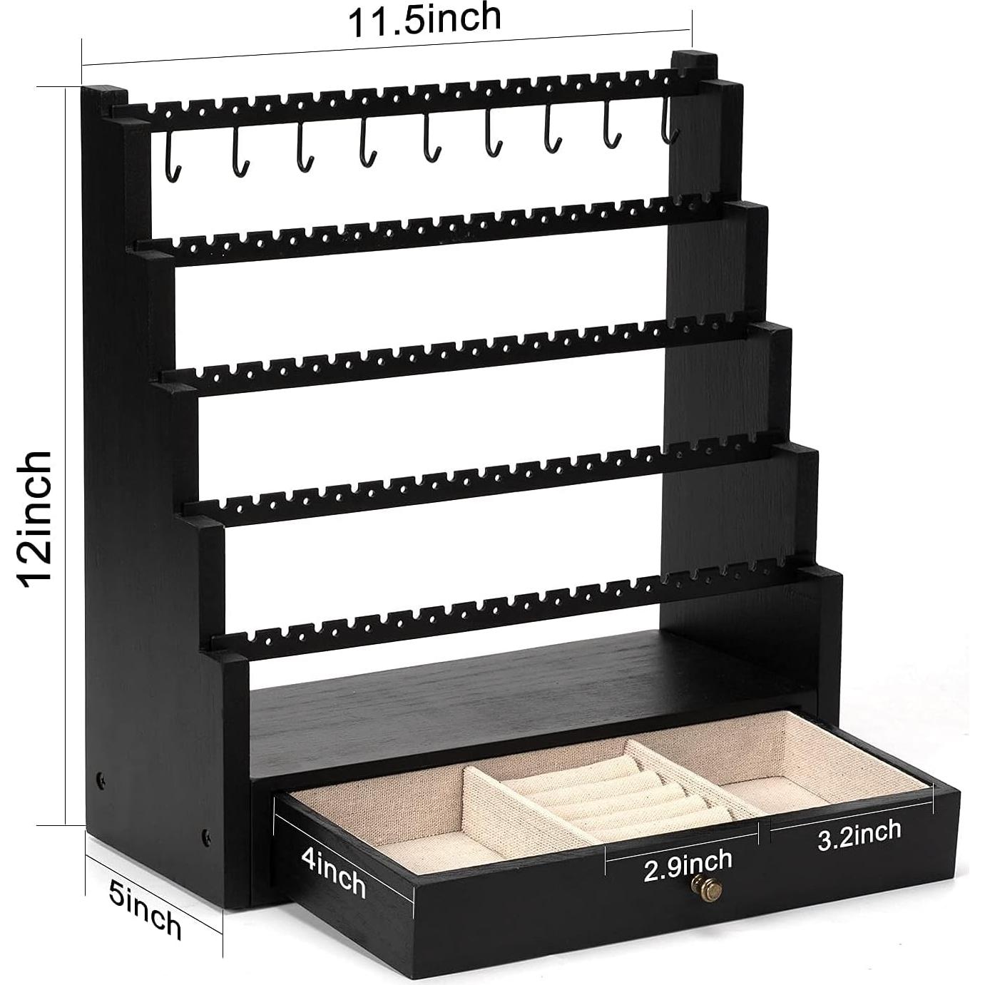 Organizador de Joyería Pinzoveco Negro 5 Capas para Pendientes