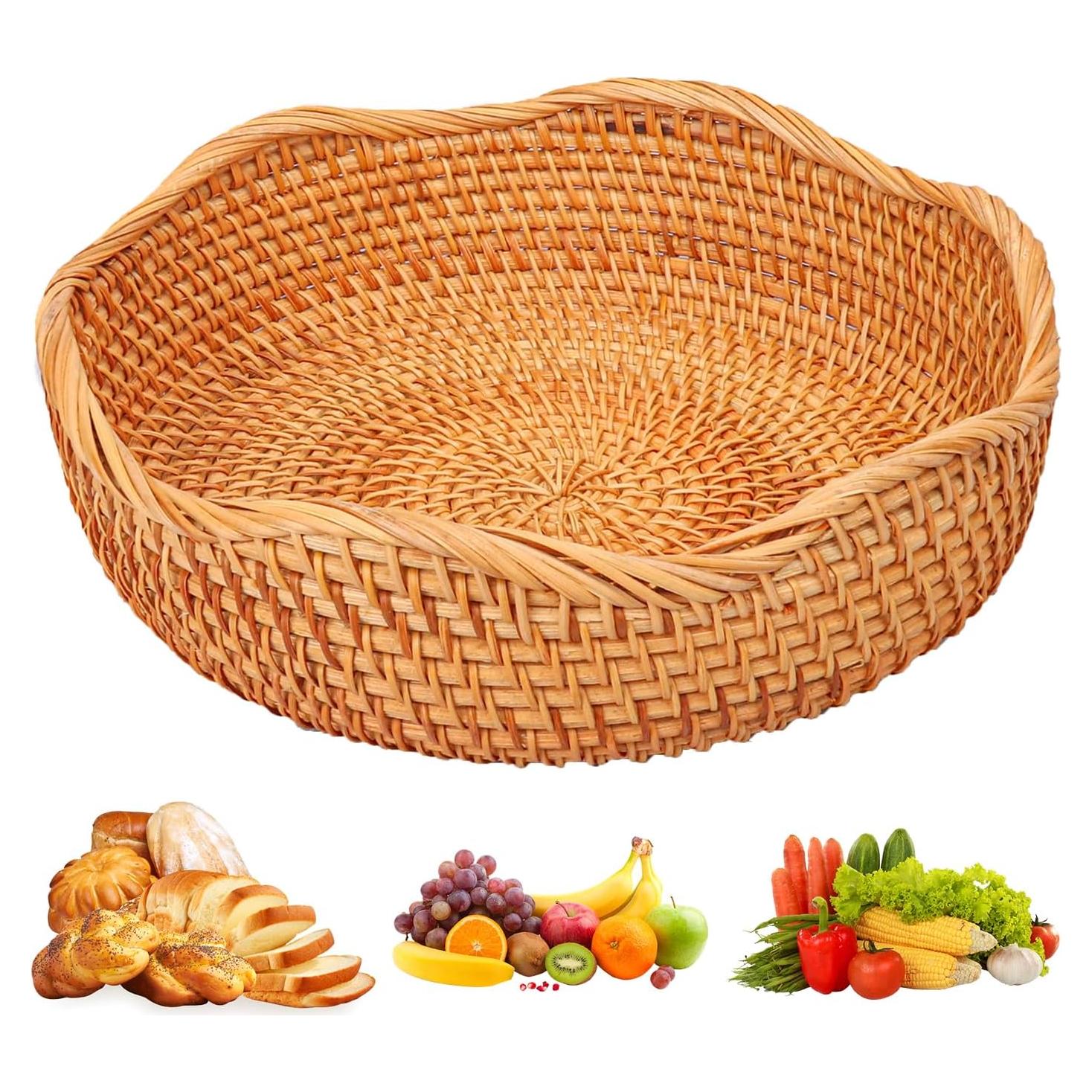 Cesta de Pan de Ratán Hecha a Mano 27 cm Geytetqi