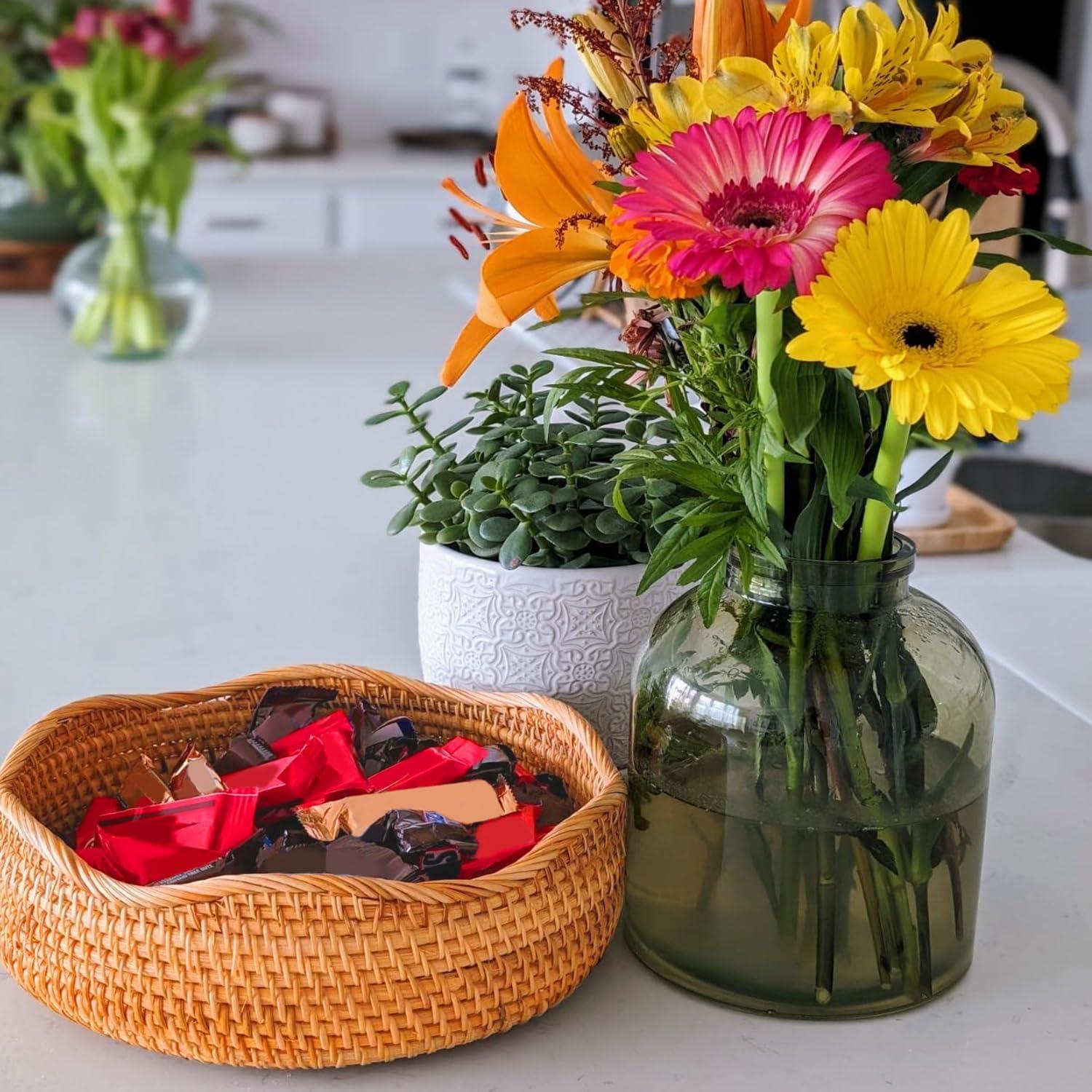 Cesta de Pan de Ratán Hecha a Mano 27 cm Geytetqi