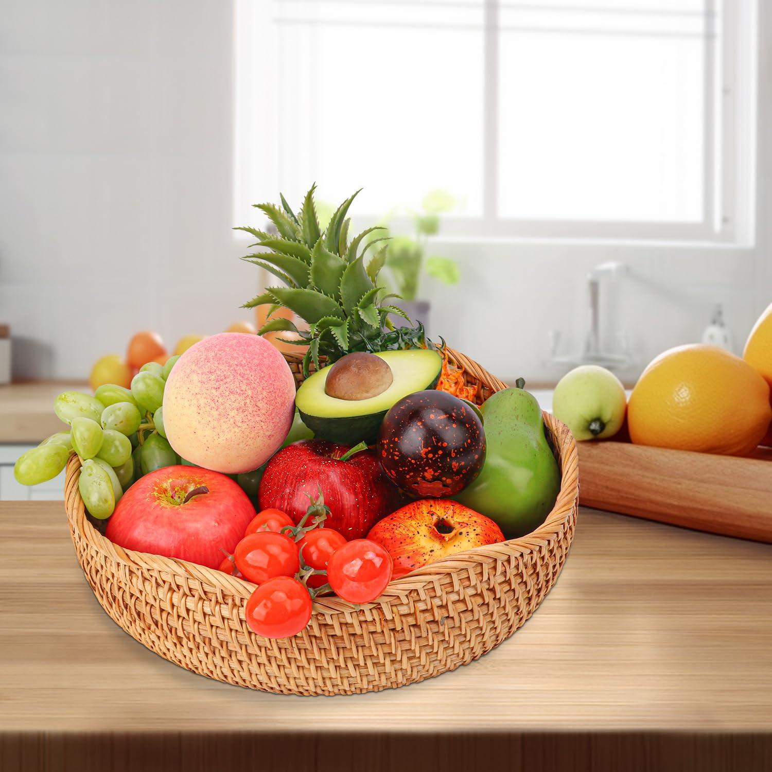 Cesta de Pan de Ratán Hecha a Mano 27 cm Geytetqi