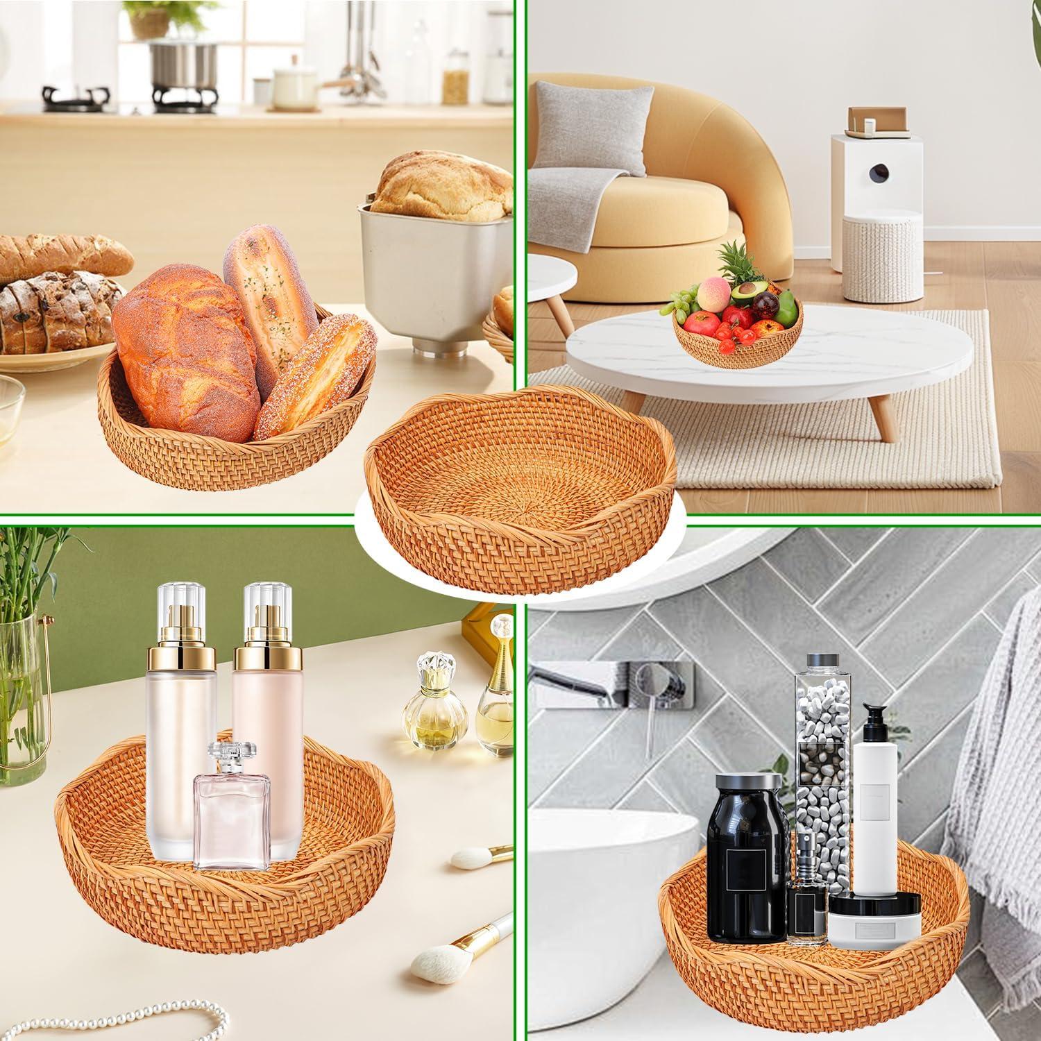 Cesta de Pan de Ratán Hecha a Mano 27 cm Geytetqi