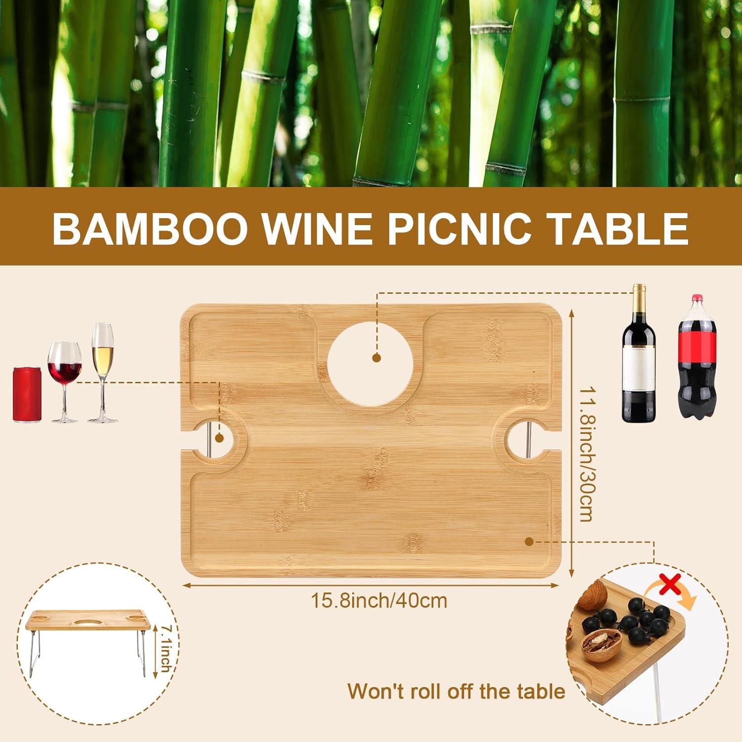 Cesta de Picnic Plegable FoldTier con Mesa de Vino para 2