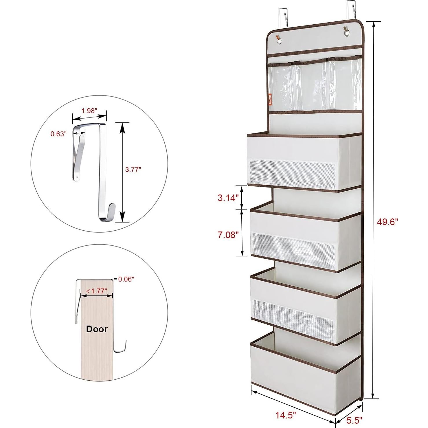 Organizador Colgante para Puerta Univivi 5 Capas Beige PVC