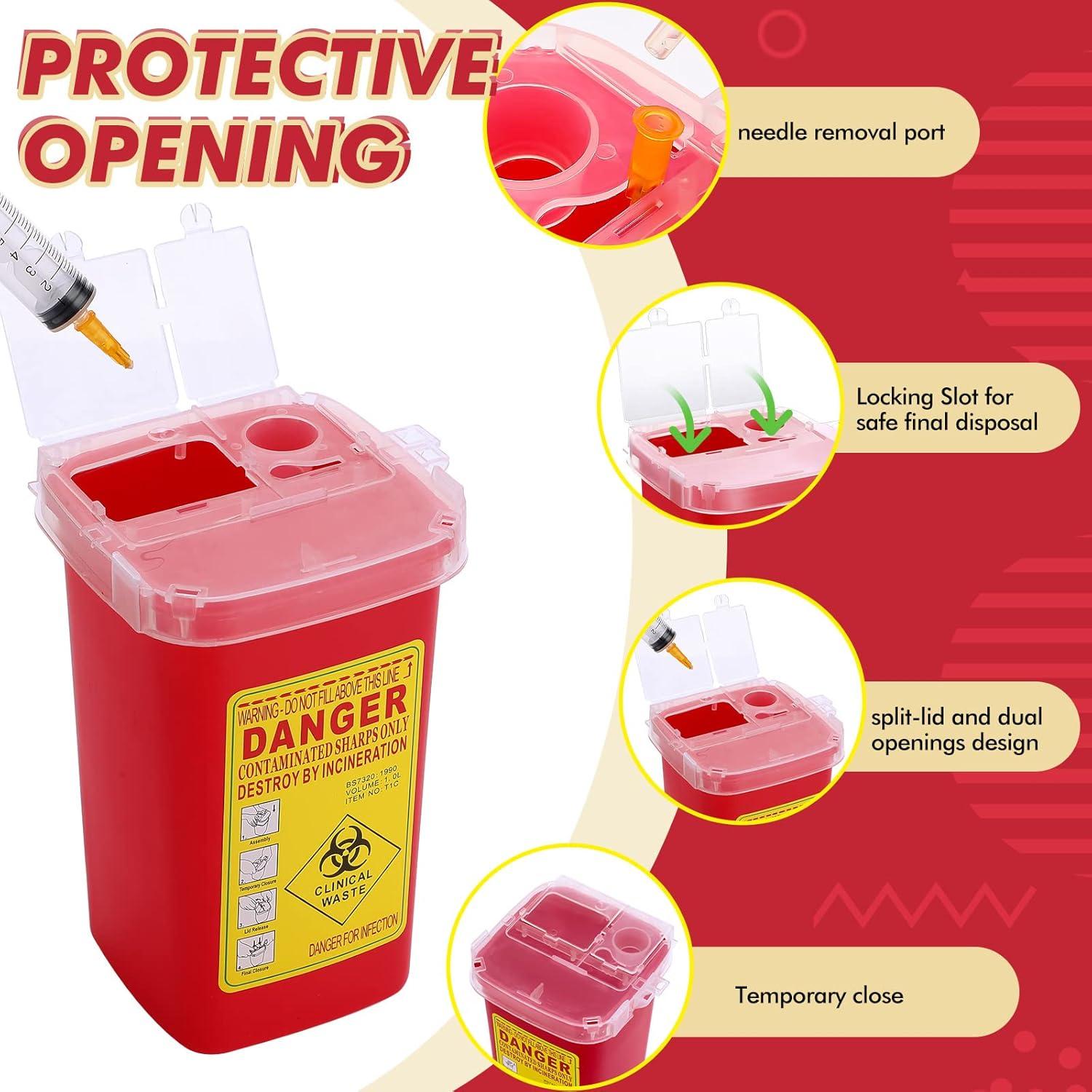 10 Contenedores de Desechos Cortantes Chumia 0.95L Rojo