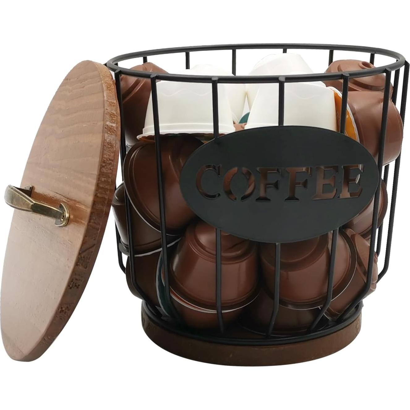 Soporte Redondo para Cápsulas de Café MFBJXC con Tapa Negro