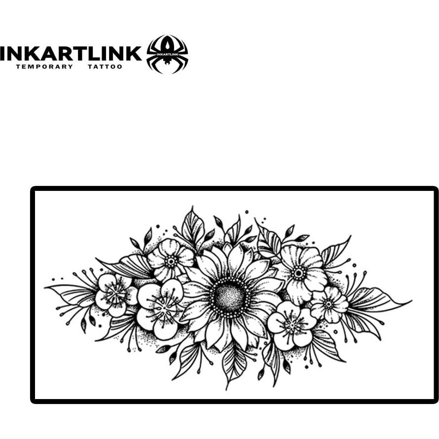 Tatuaje Semipermanente INKARTLINK Crisantemo en Floración 17.78x10.16cm