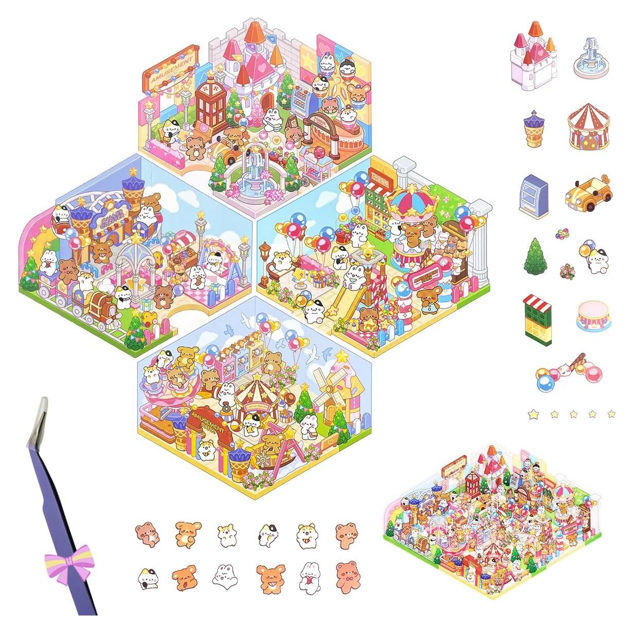 Pegatinas 3D LTWVDIZ Parque de Diversiones - 4 Unidades