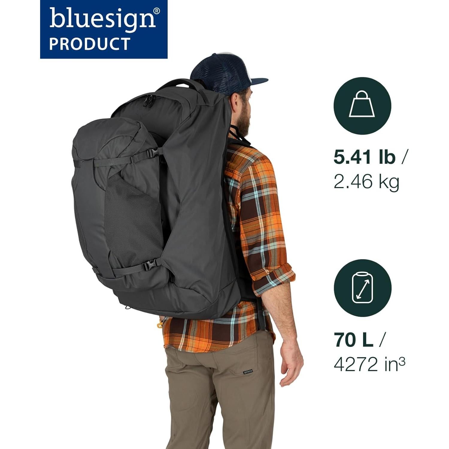 Mochila de viaje Osprey Farpoint 70L para hombres - Gris