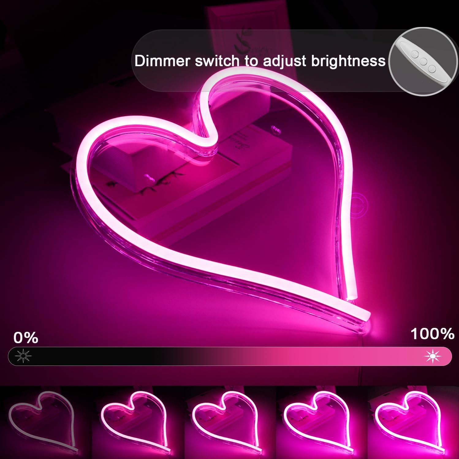 Luz de Neón Britrio Corazón Rosa 34x32cm USB Decorativa