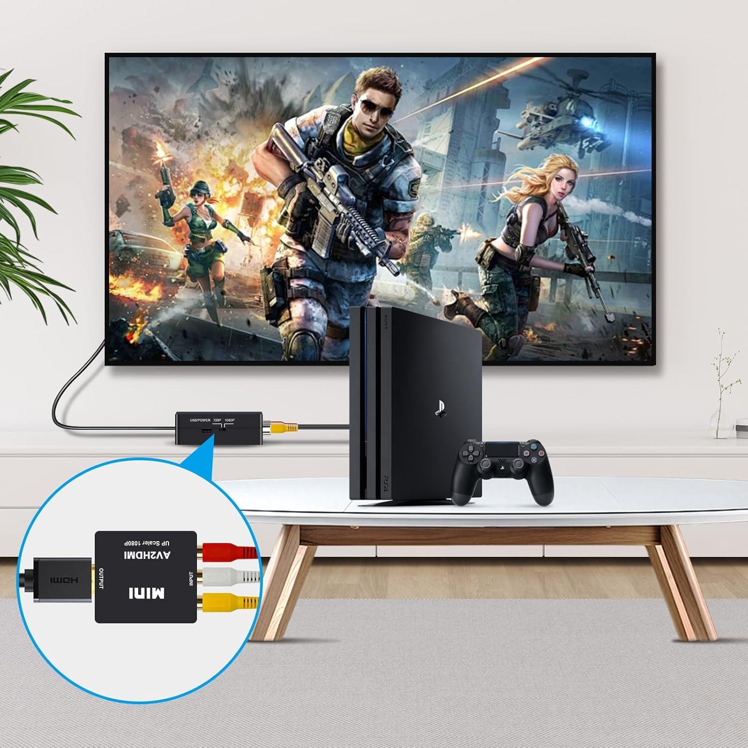 Convertidor RCA a HDMI Meliya 1080P AV a HDMI para TV y Consolas