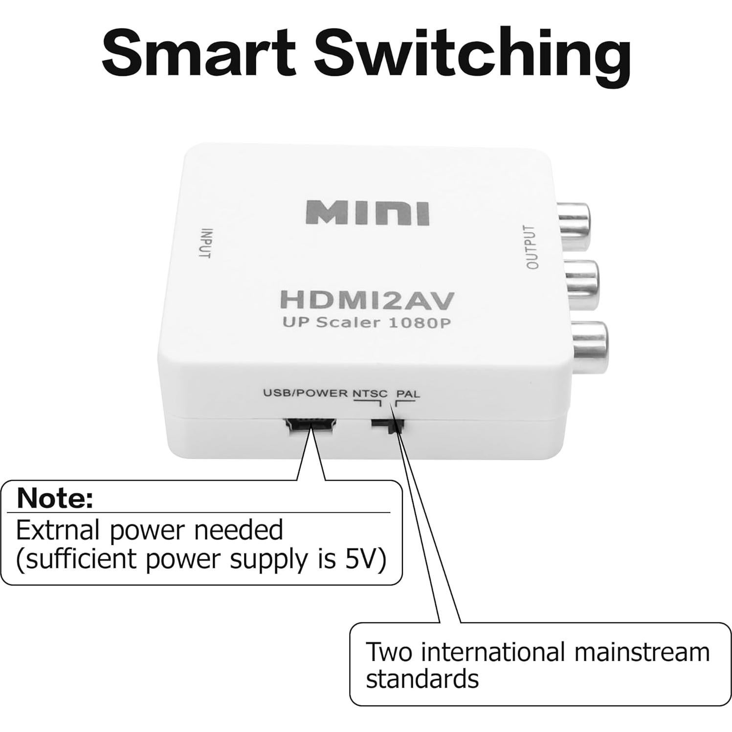 Convertidor HDMI a RCA YAODHAOD 1080p Plug and Play