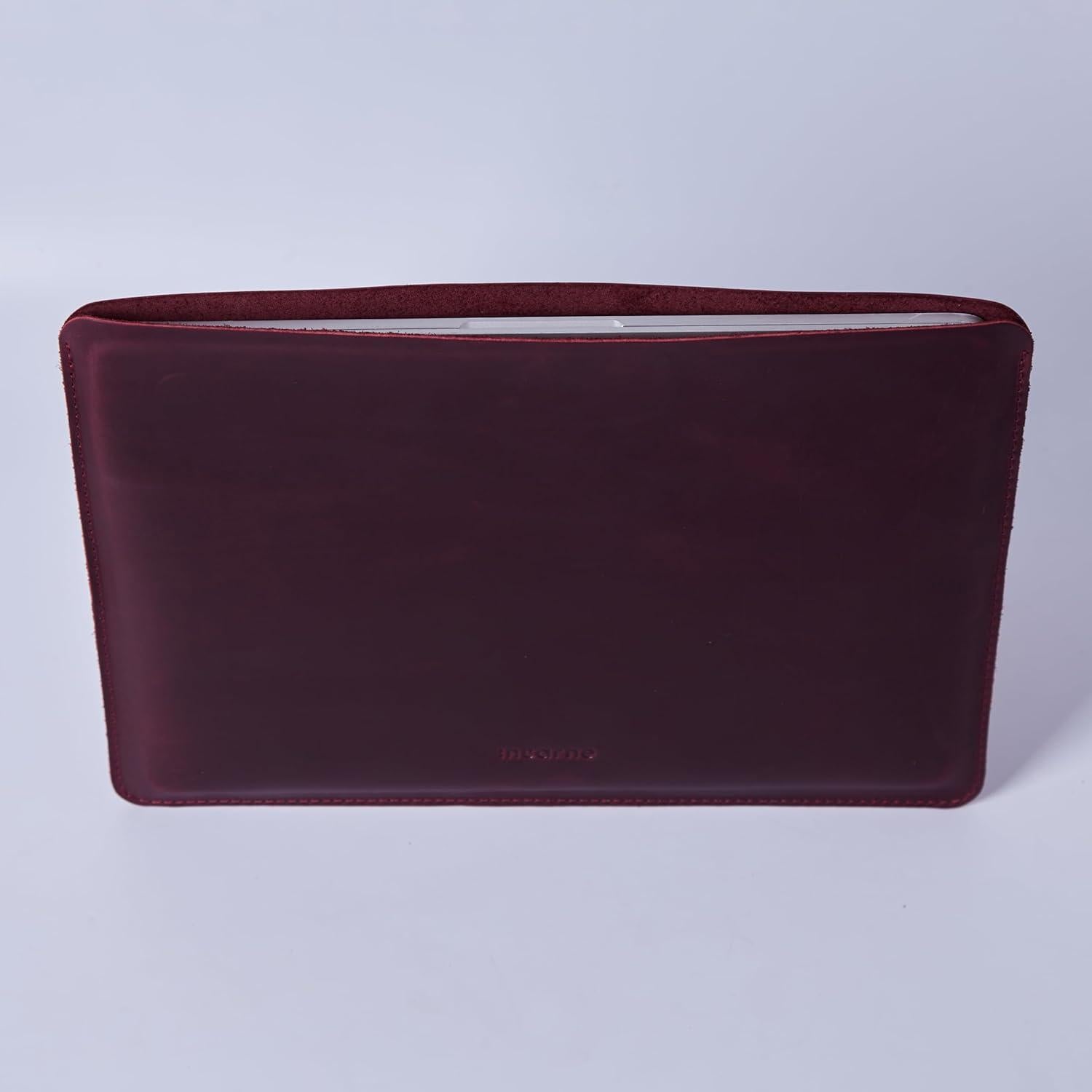 Funda de Laptop de Cuero INCARNE para MacBook Pro 14" Burdeos
