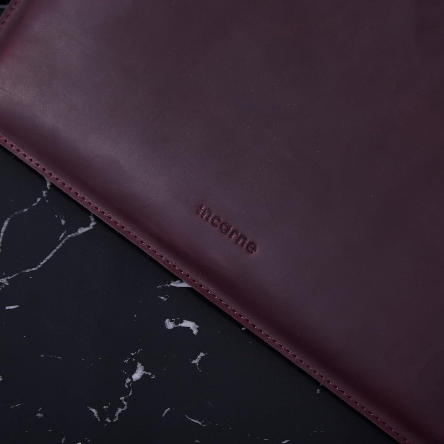 Funda de Laptop de Cuero INCARNE para MacBook Pro 14" Burdeos
