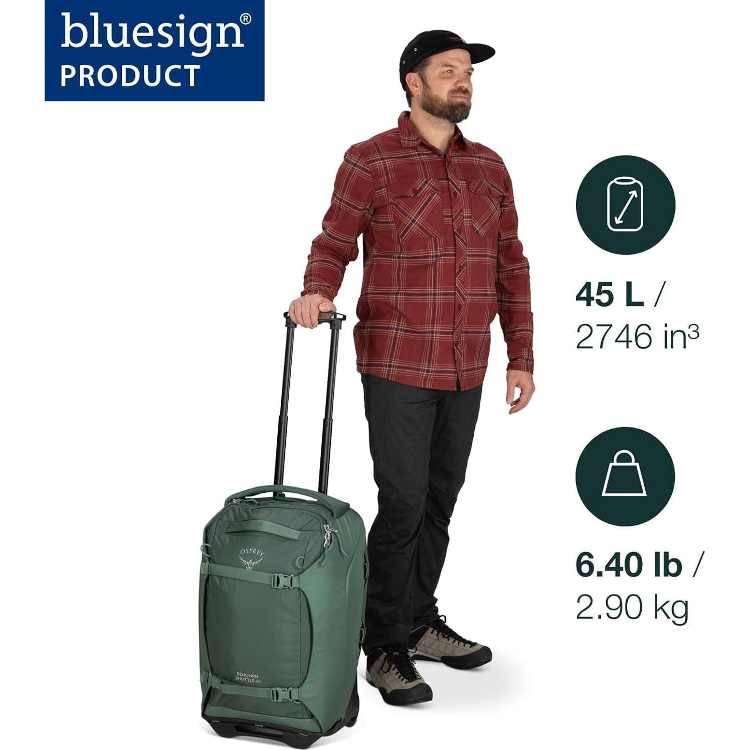 Mochila de Viaje Osprey Sojourn 45L con Ruedas y Arnés Negro