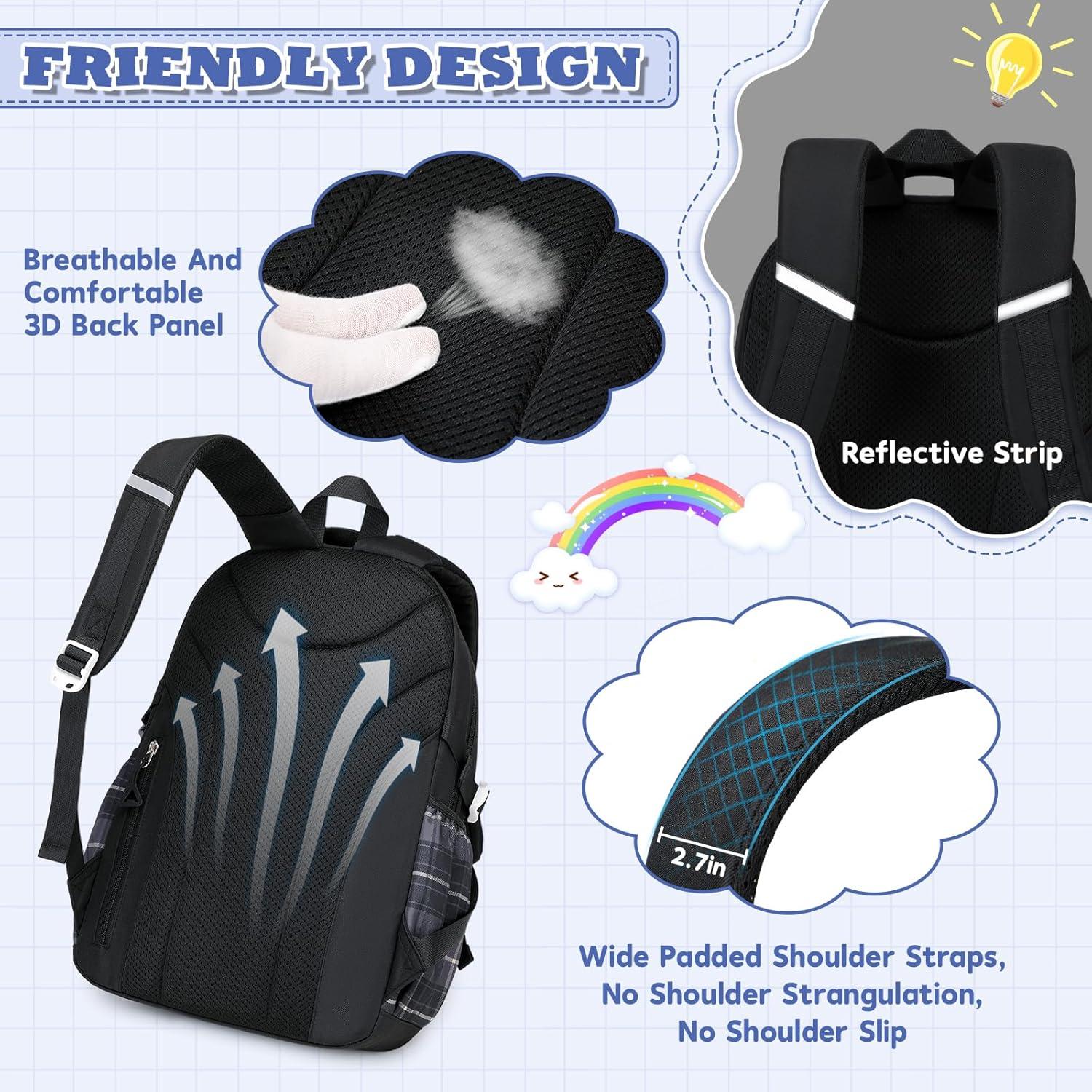 Mochila Escolar para Niñas MUSEVOS Kawaii 21L Negra