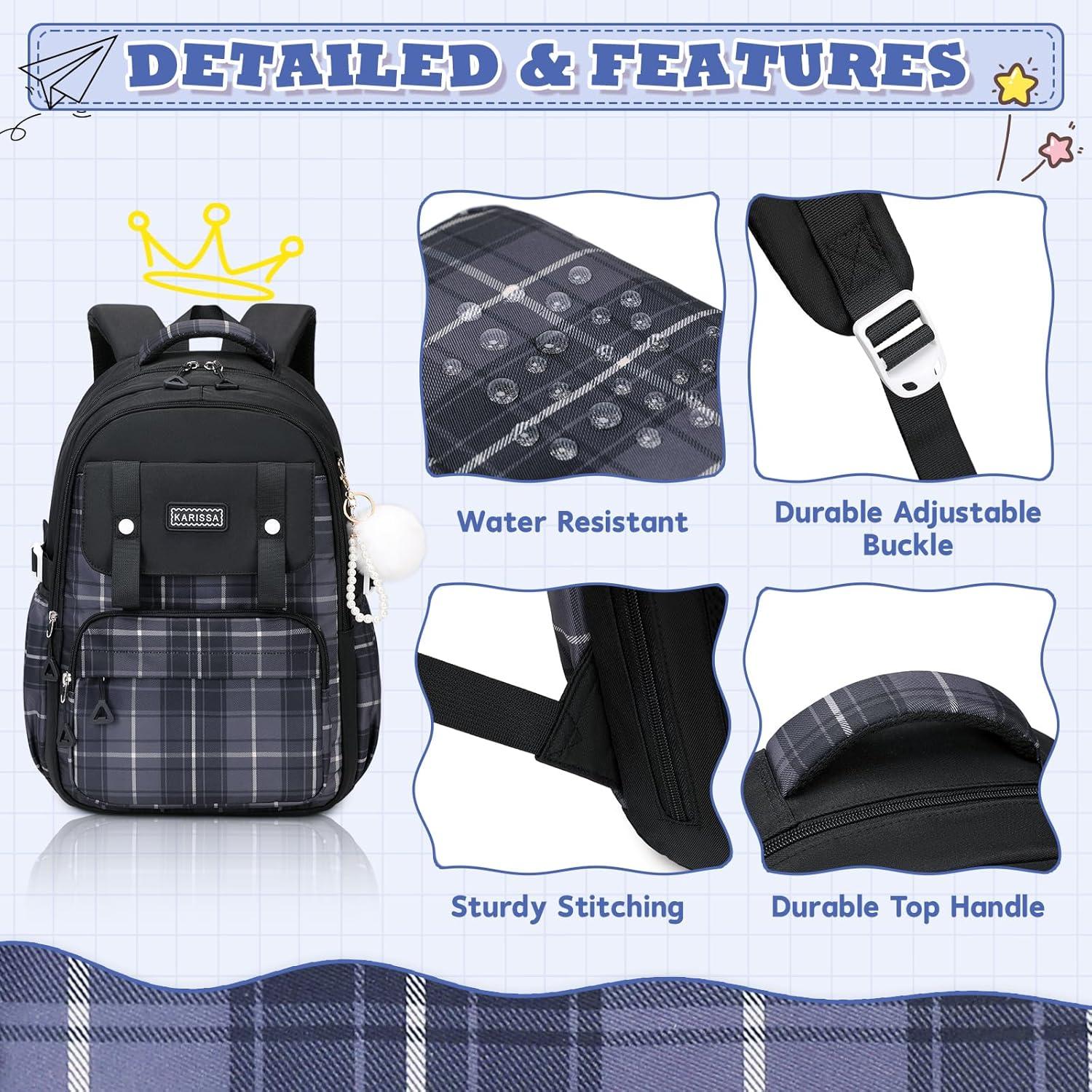 Mochila Escolar para Niñas MUSEVOS Kawaii 21L Negra