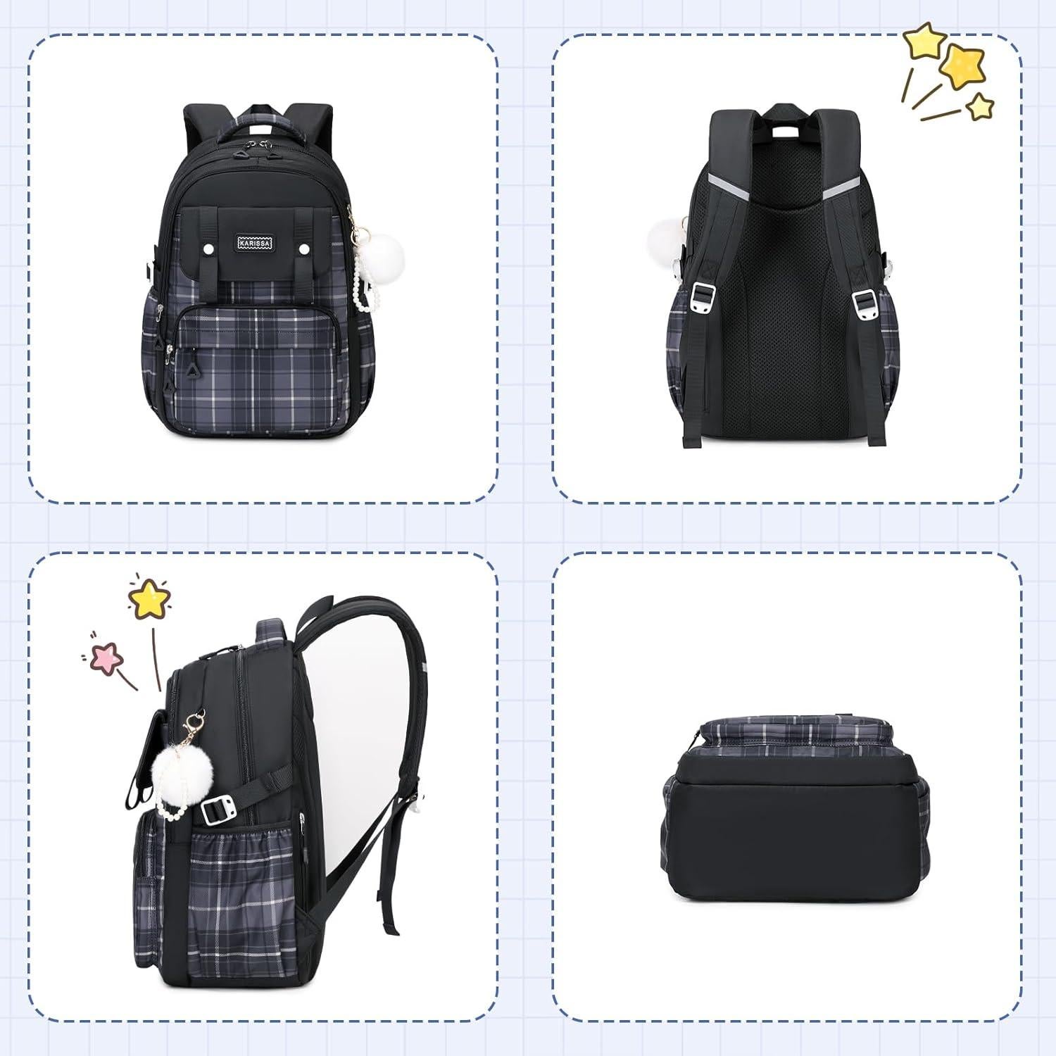 Mochila Escolar para Niñas MUSEVOS Kawaii 21L Negra