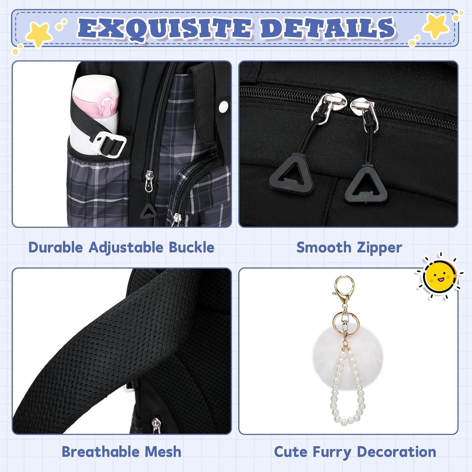 Mochila Escolar para Niñas MUSEVOS Kawaii 21L Negra