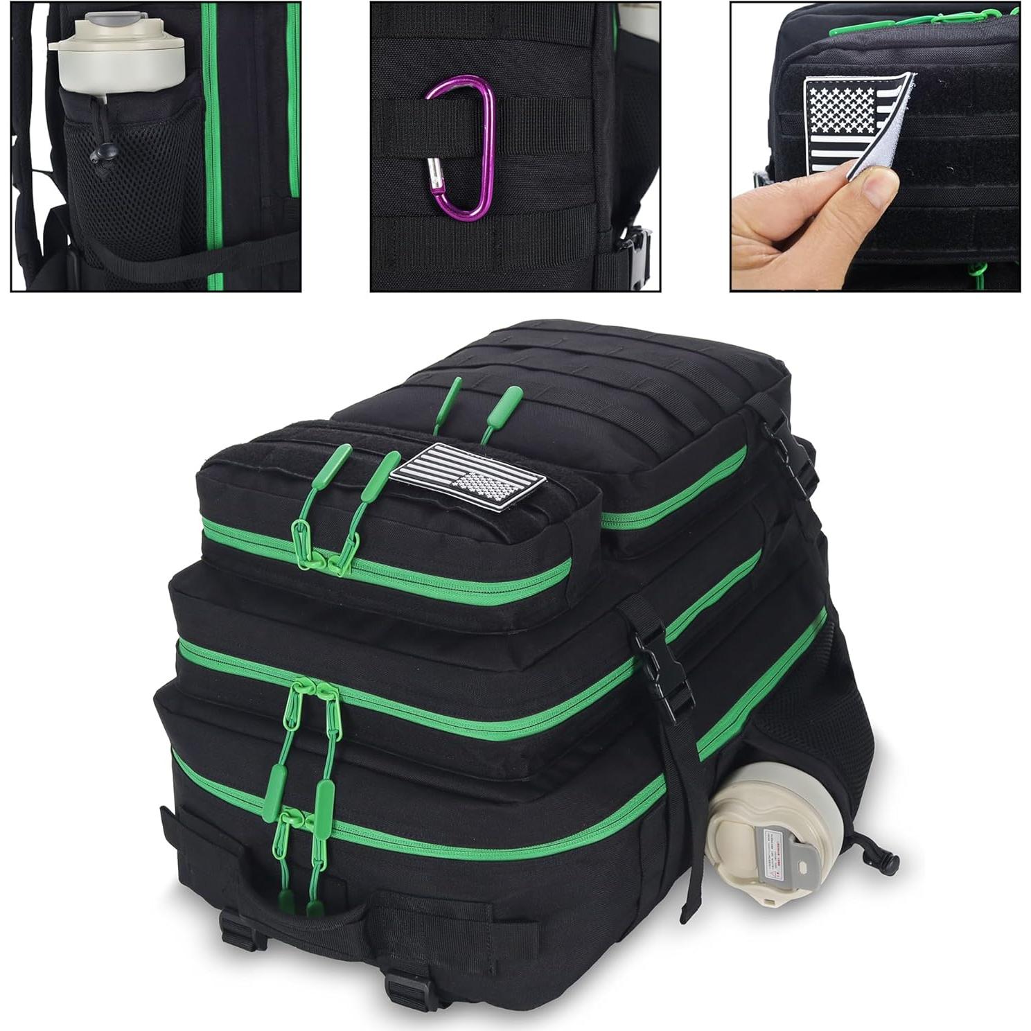 Mochila Táctica de Asalto 45L Impermeable Verde Oscuro