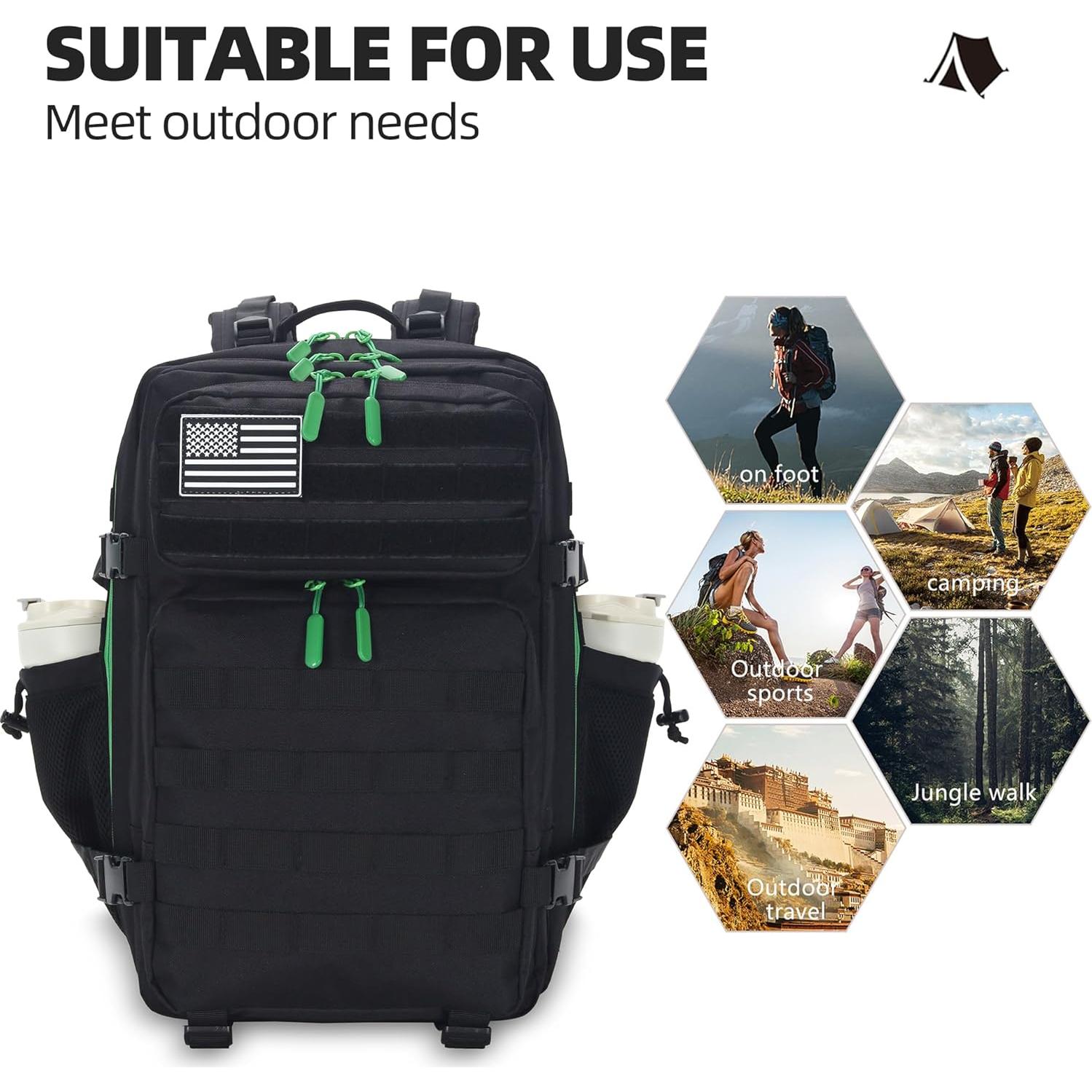 Mochila Táctica de Asalto 45L Impermeable Verde Oscuro
