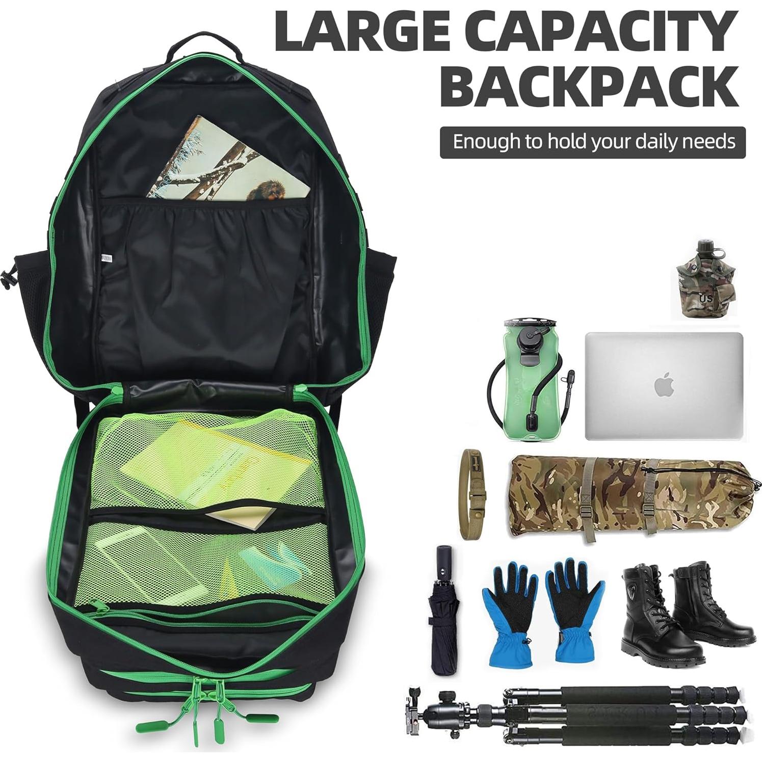 Mochila Táctica de Asalto 45L Impermeable Verde Oscuro