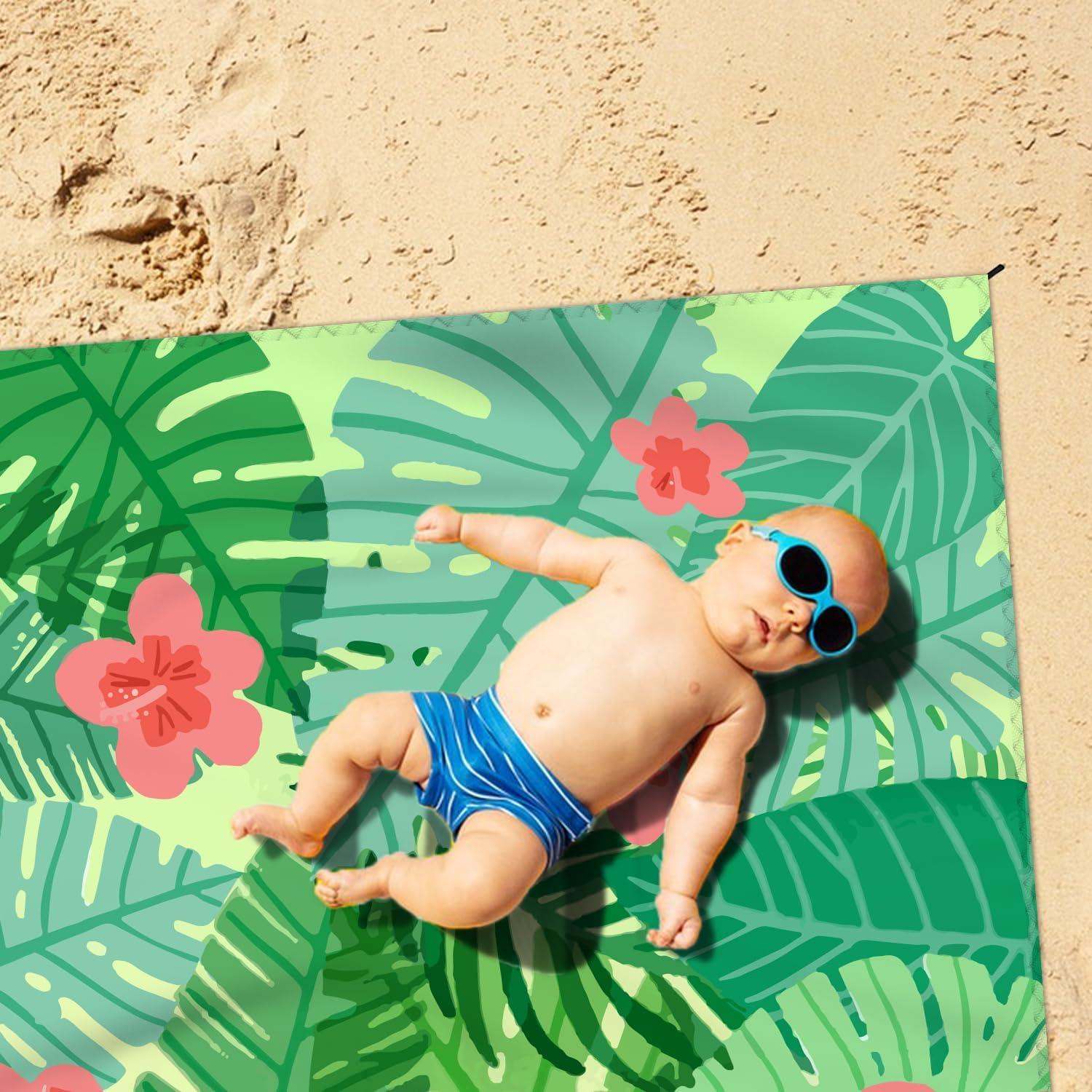 Manta de Playa Impermeable DPWCVM 200x210 cm Verde para 2-4 Adultos