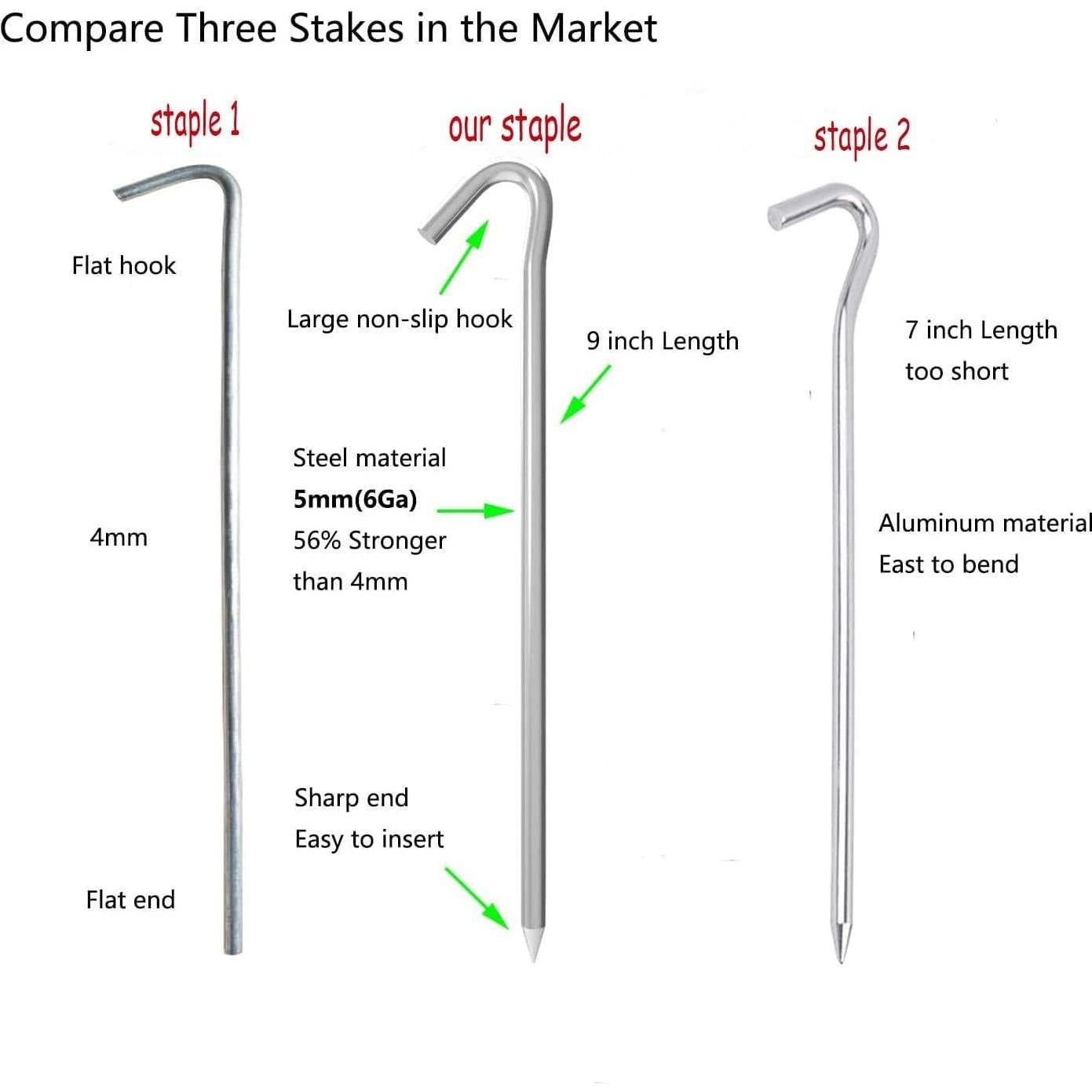 Estacas de Metal OK5STAR 23 cm Alta Resistencia - Paquete de 8