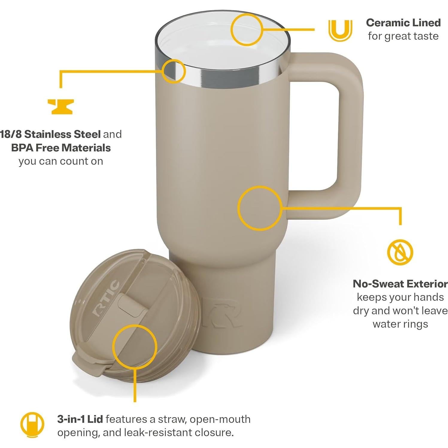 Vaso de Viaje Térmico RTIC 30 oz Acero Inoxidable Playa