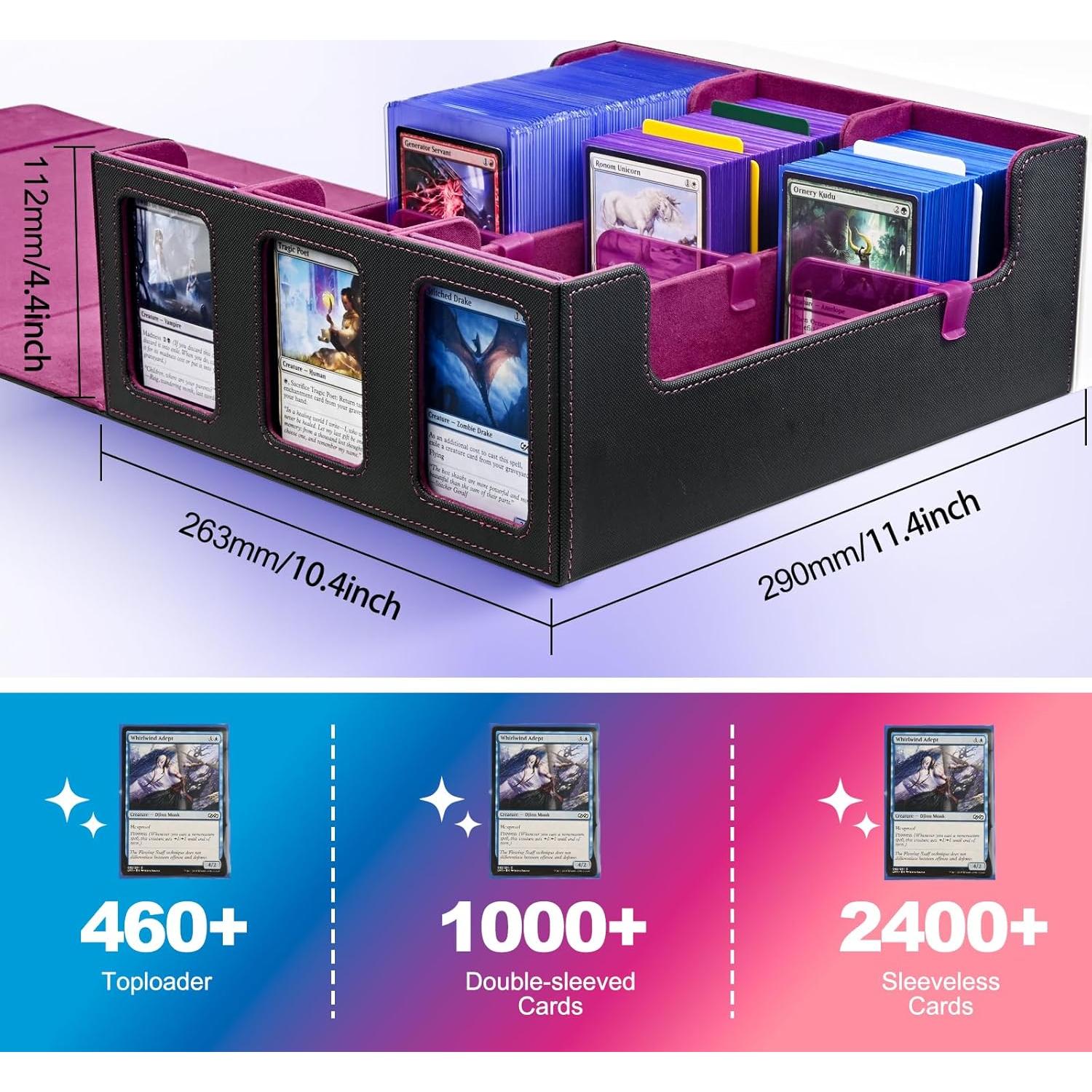 Caja de Almacenamiento de Cartas UAONO 1800+ Negra y Púrpura