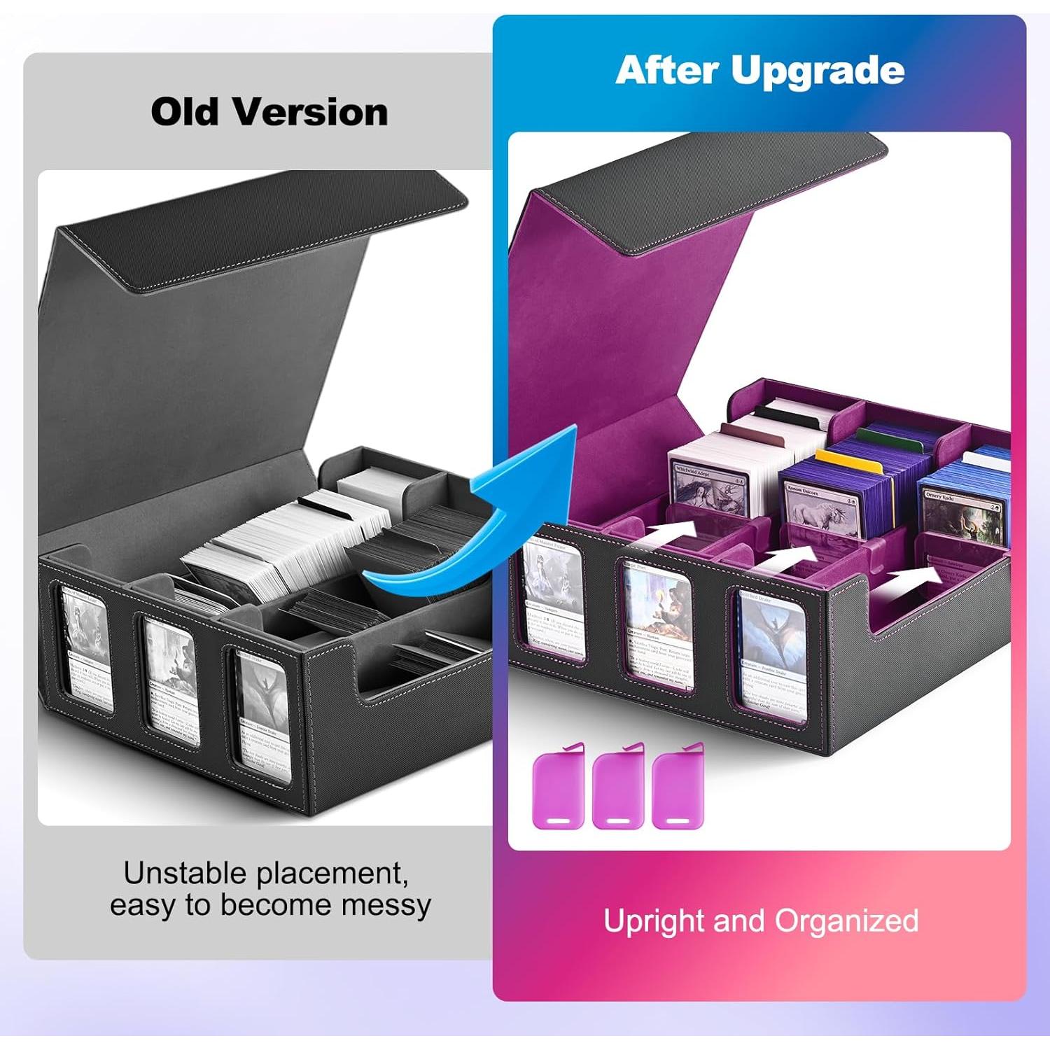 Caja de Almacenamiento de Cartas UAONO 1800+ Negra y Púrpura