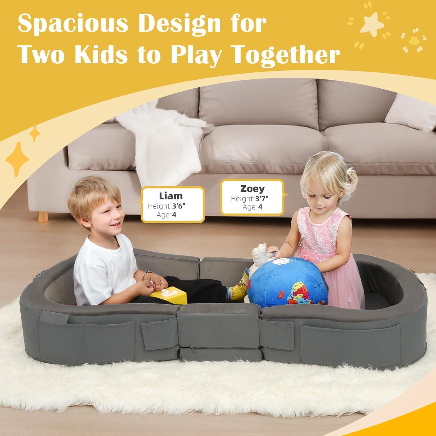 Cama de viaje ENITYA para niños 137x73 cm gris