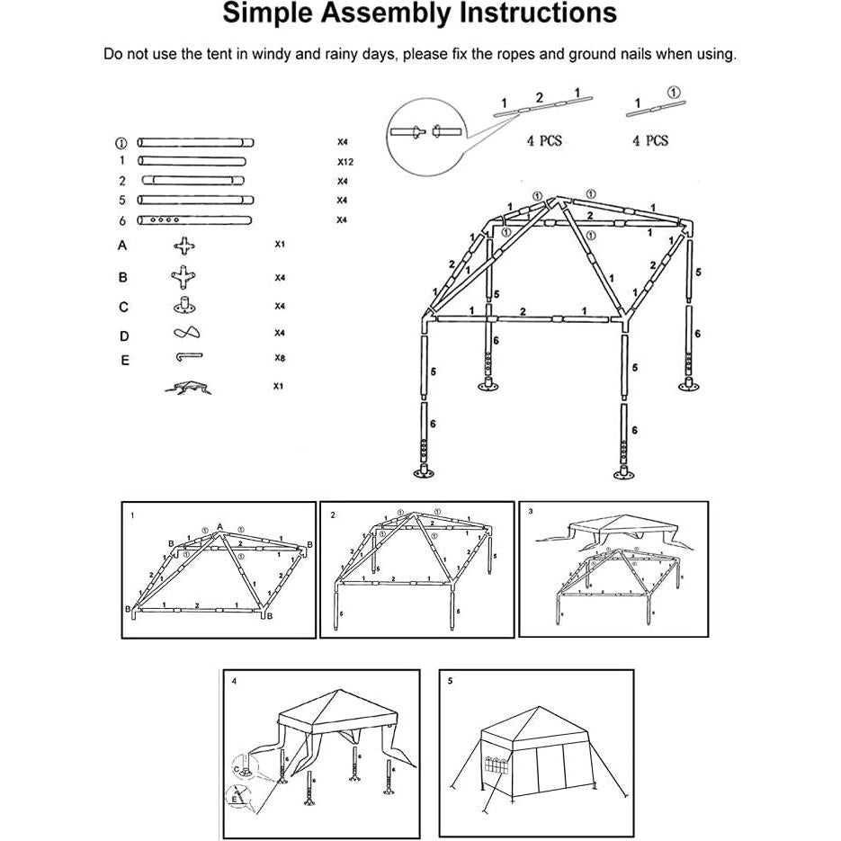 Carpa de Playa JXMS 3x3m Plegable Impermeable Blanca