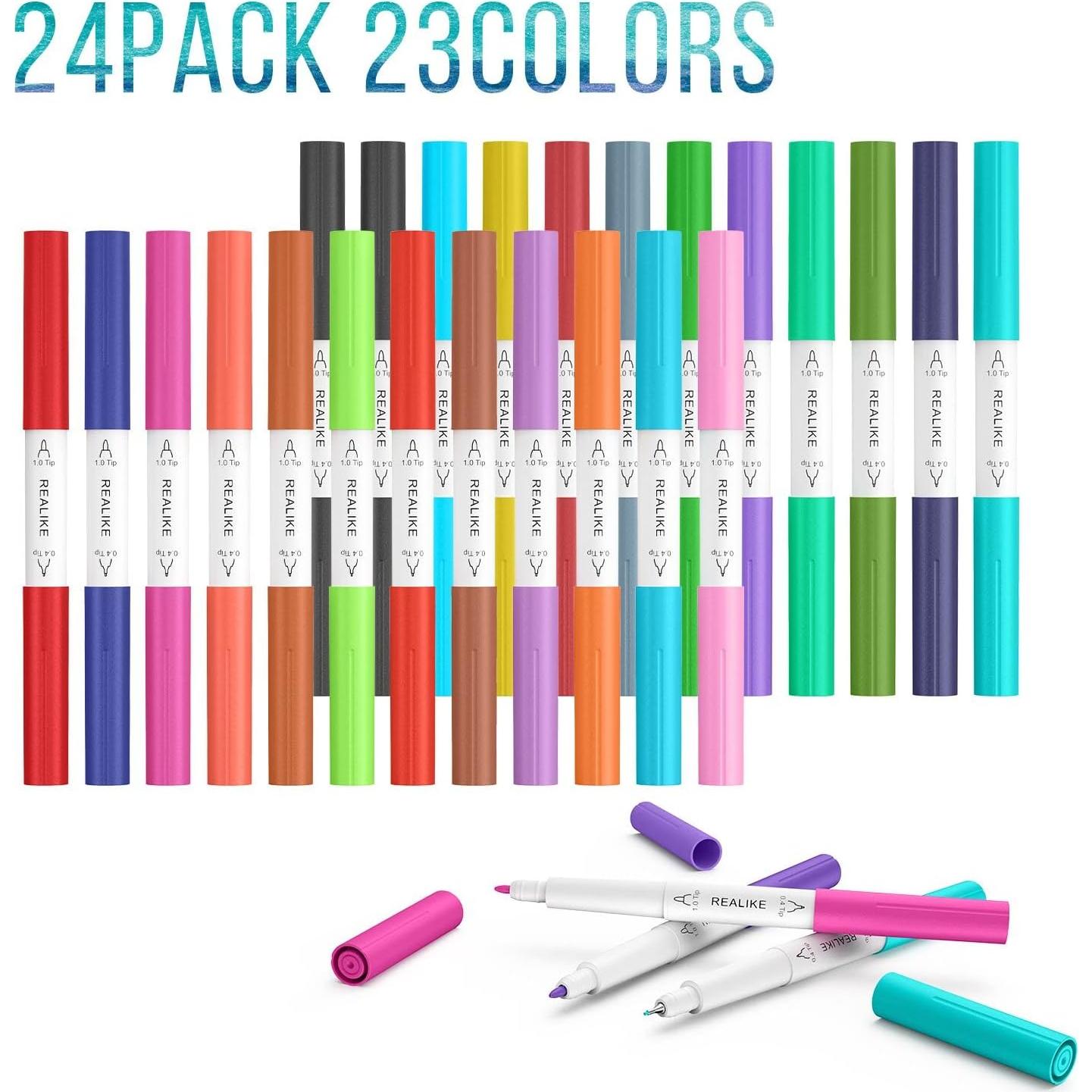 Marcadores Doble Punta REALIKE para Cricut - Set 24 Colores