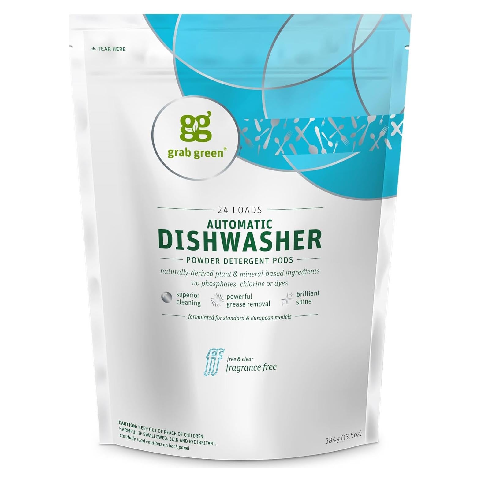 Cápsulas de Detergente para Lavavajillas Grab Green 24 Unidades Sin Fragancia