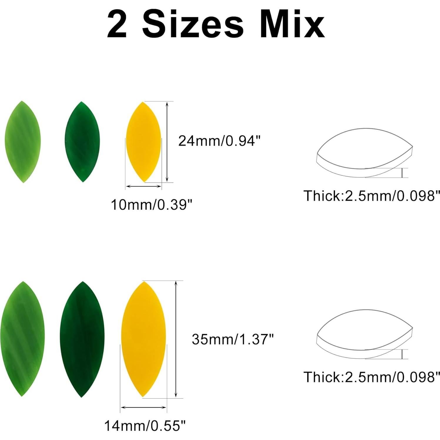 Yoption 100 Piezas Azulejos de Mosaico Vidrio Pétalo Verde Amarillo