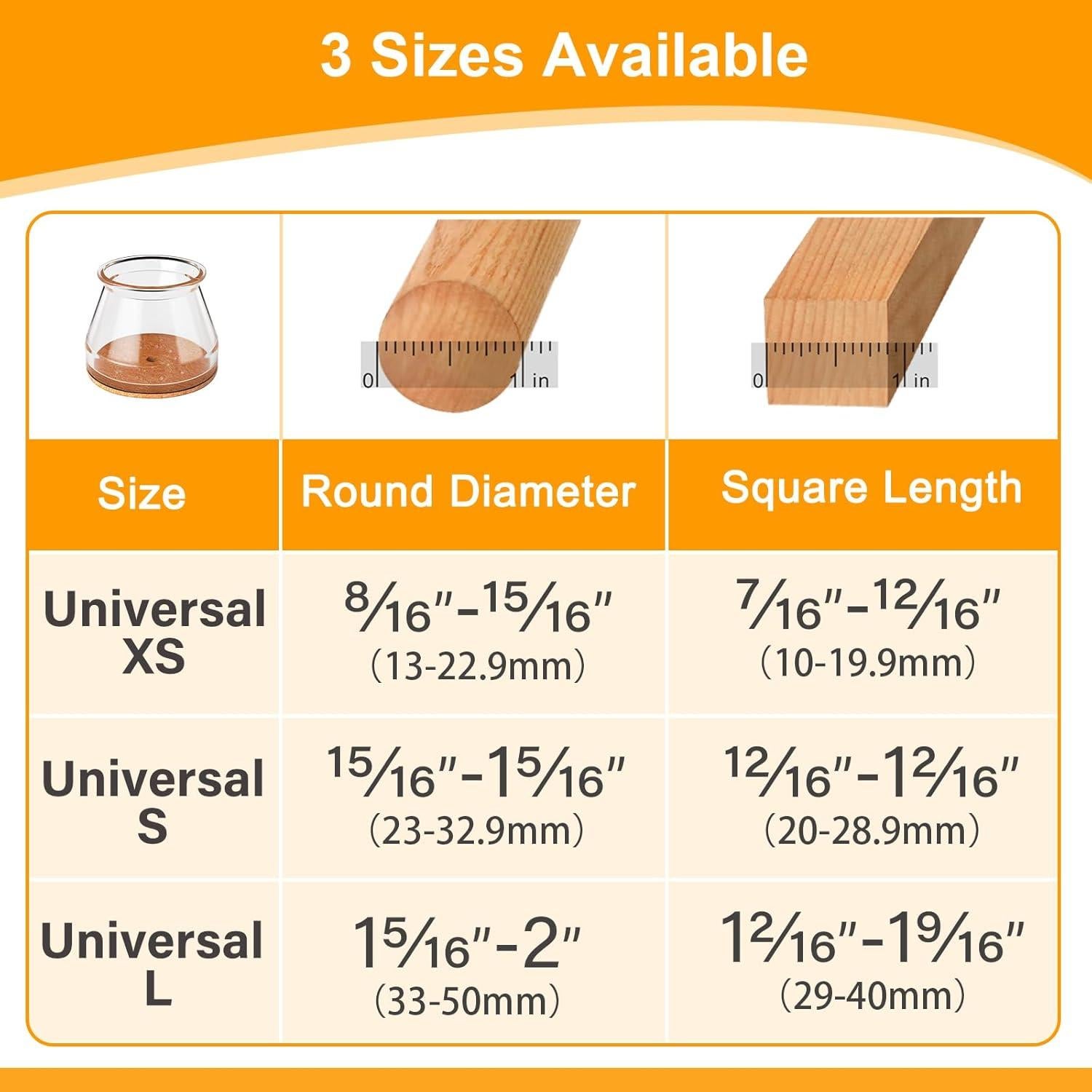 Ansible 24 Pcs Protectores de Suelo Silicona y Fieltro 33-50mm