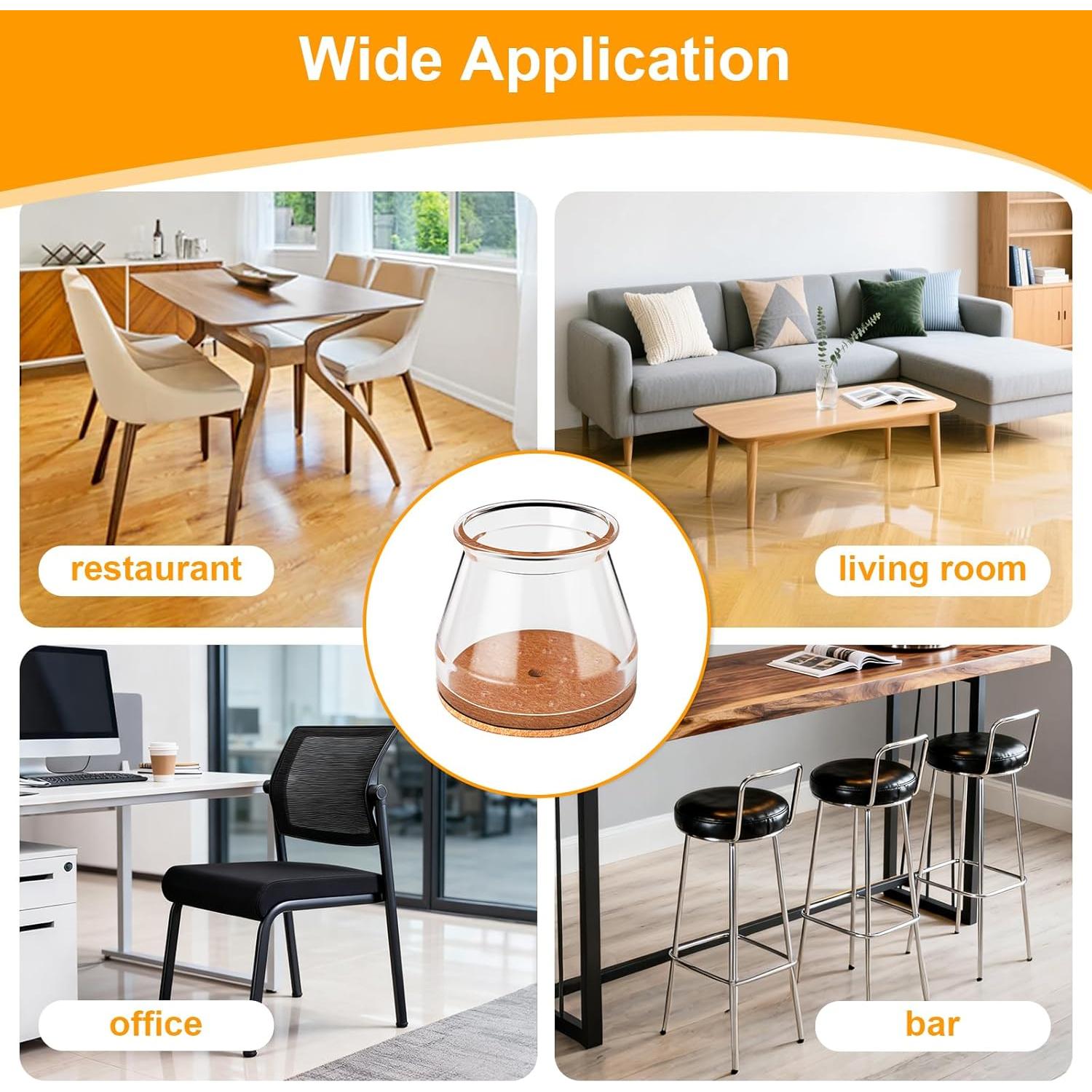 Ansible 24 Pcs Protectores de Suelo Silicona y Fieltro 33-50mm