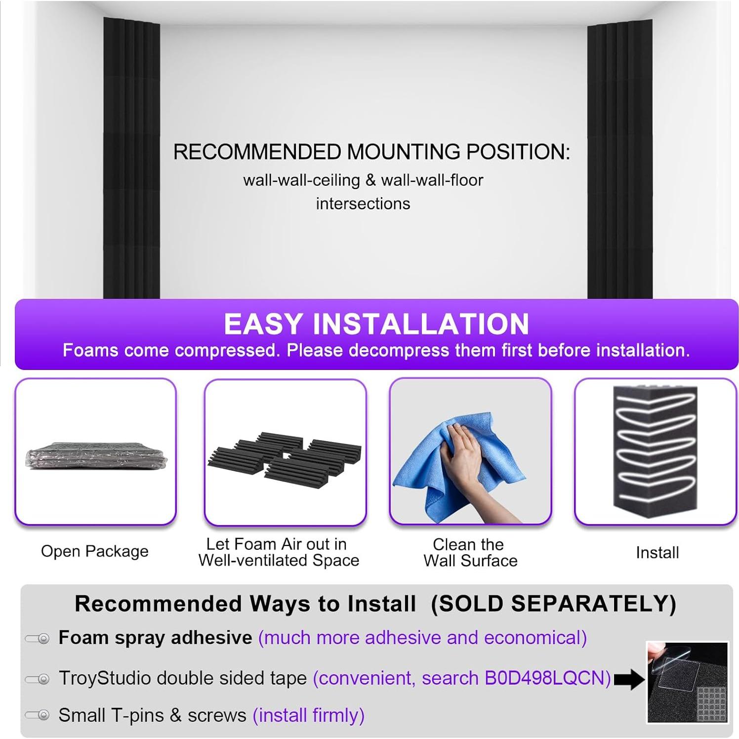 Trampas de Graves TroyStudio 12 Pcs 10x10x30 cm Espuma Acústica