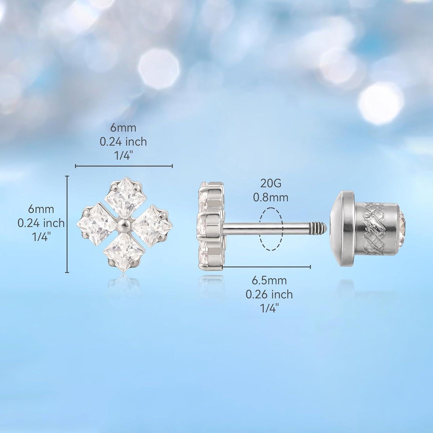 Pendientes de Titanio Hipoalergénicos Limerencia 20G 6mm para Oídos