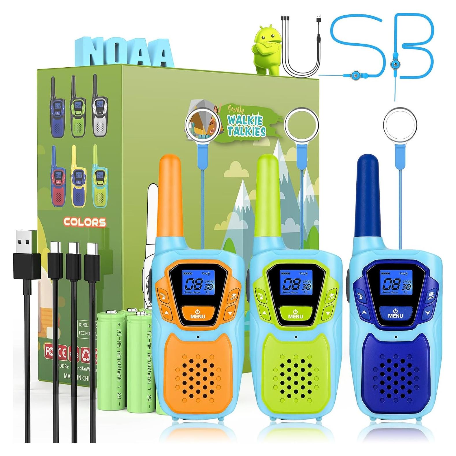Walkie Talkies Recargables Topsung para Niños y Adultos 3 Unidades