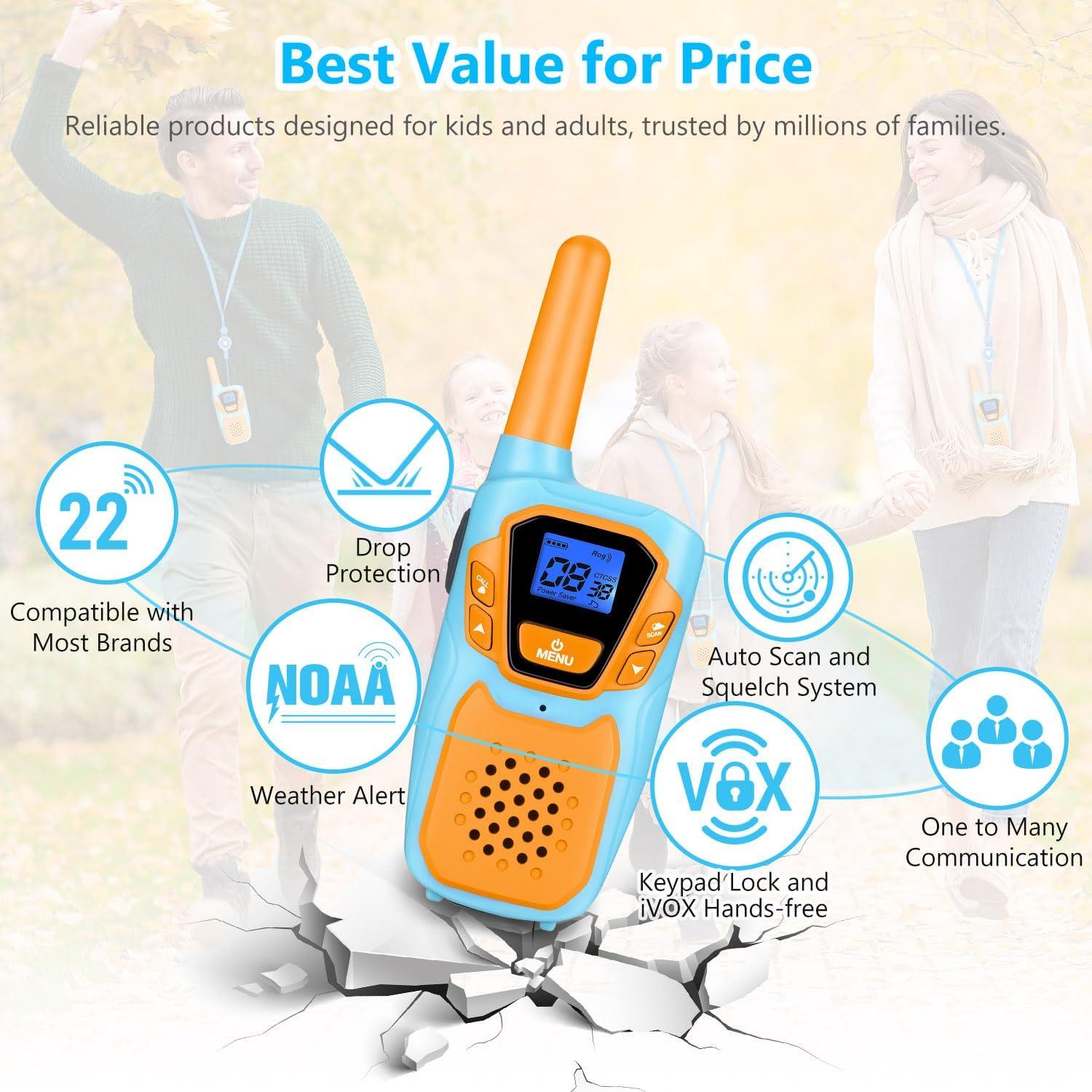 Walkie Talkies Recargables Topsung para Niños y Adultos 3 Unidades